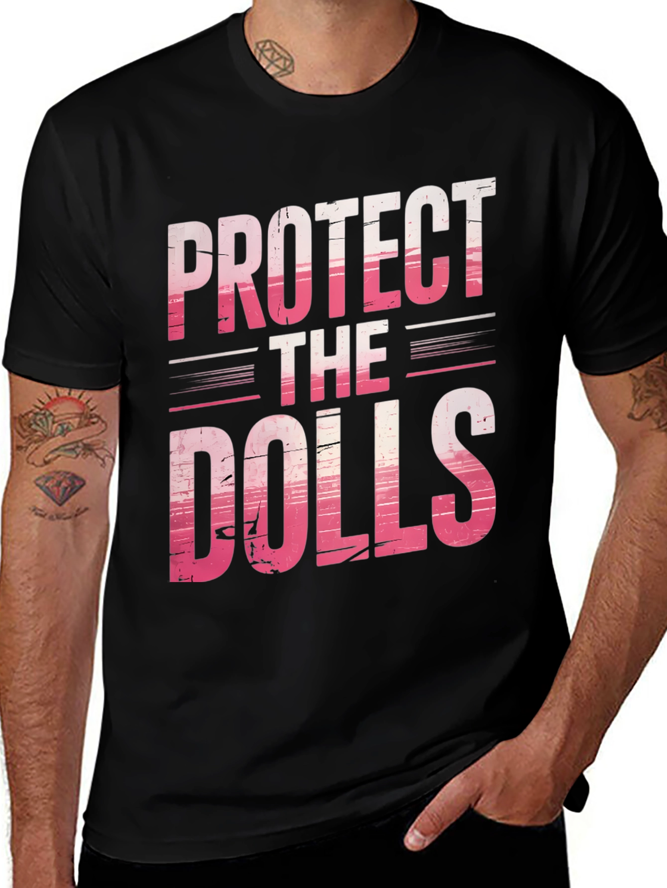 Variant 5 of Protect the Dolls Graphic Tee - Black Cotton T-Shirt