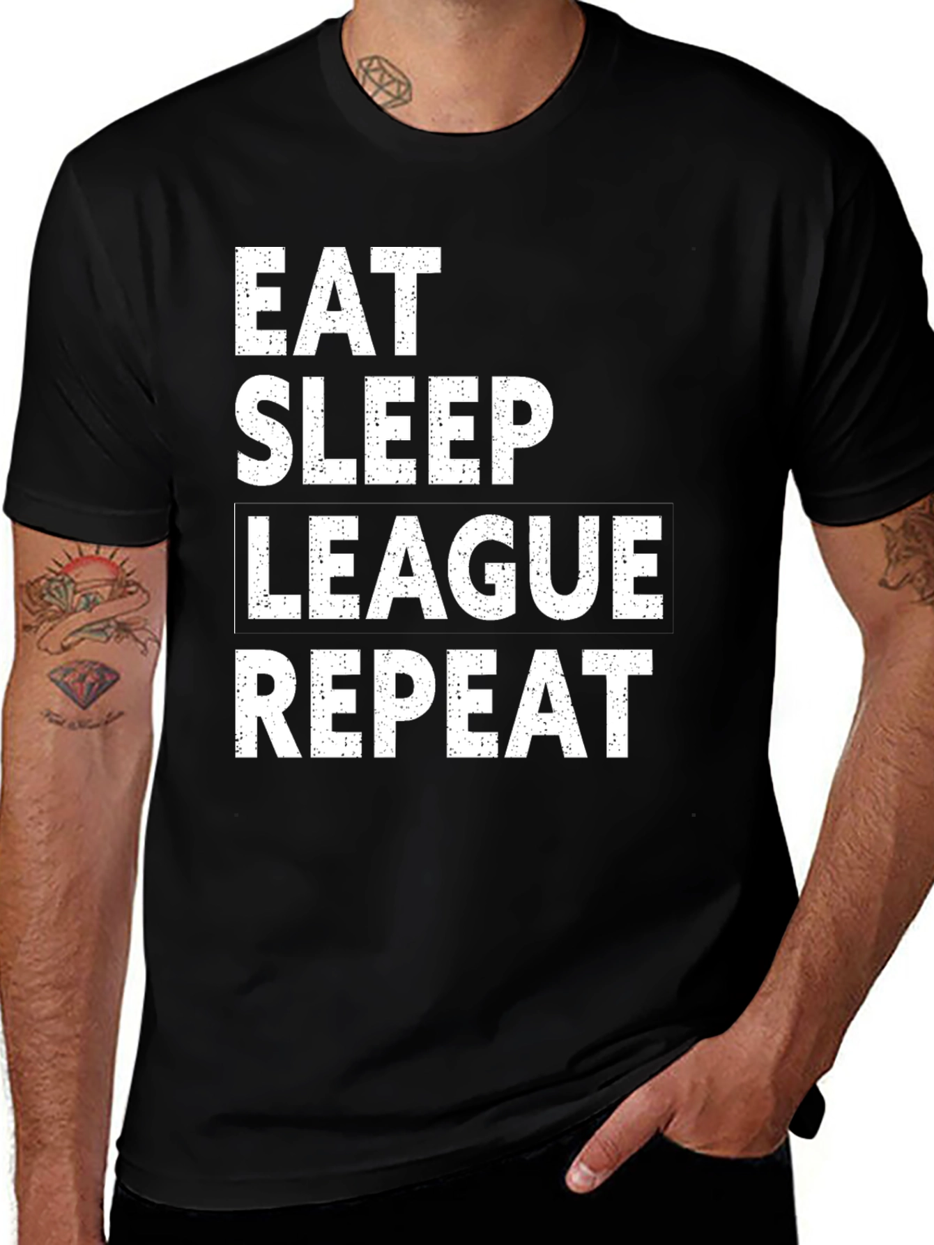 Variant 23 of Eat Sleep League Repeat Black T-Shirt