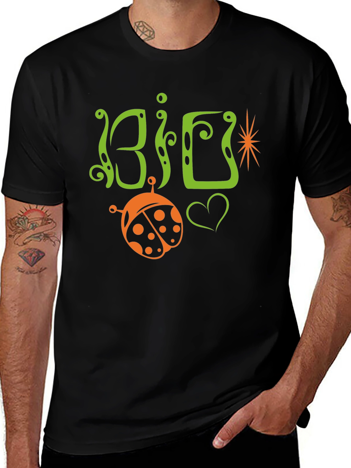 Variant 29 of Cute Bug Graphic Print Black T-Shirt