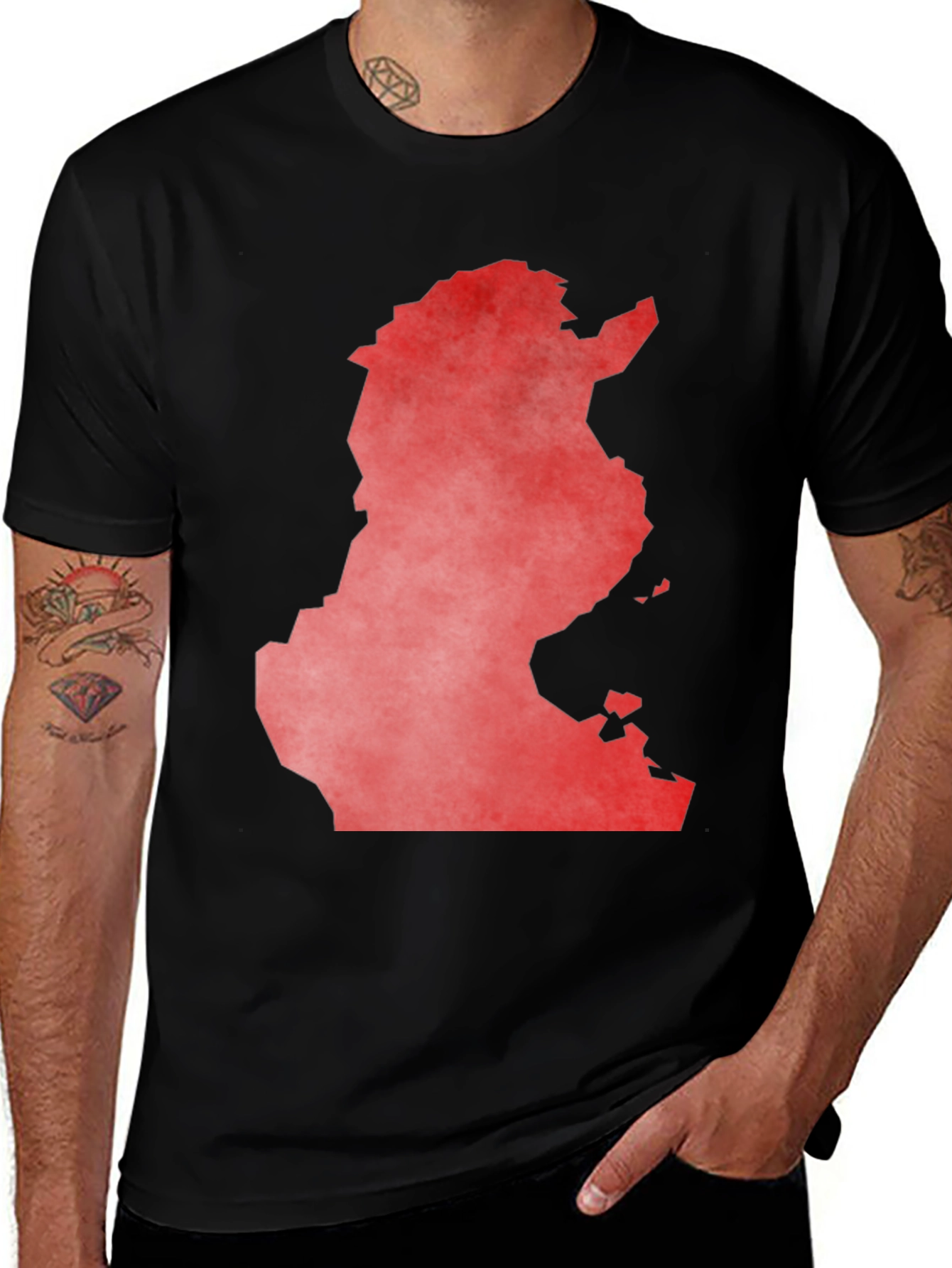 Variant 11 of Red Map Graphic Black T-Shirt