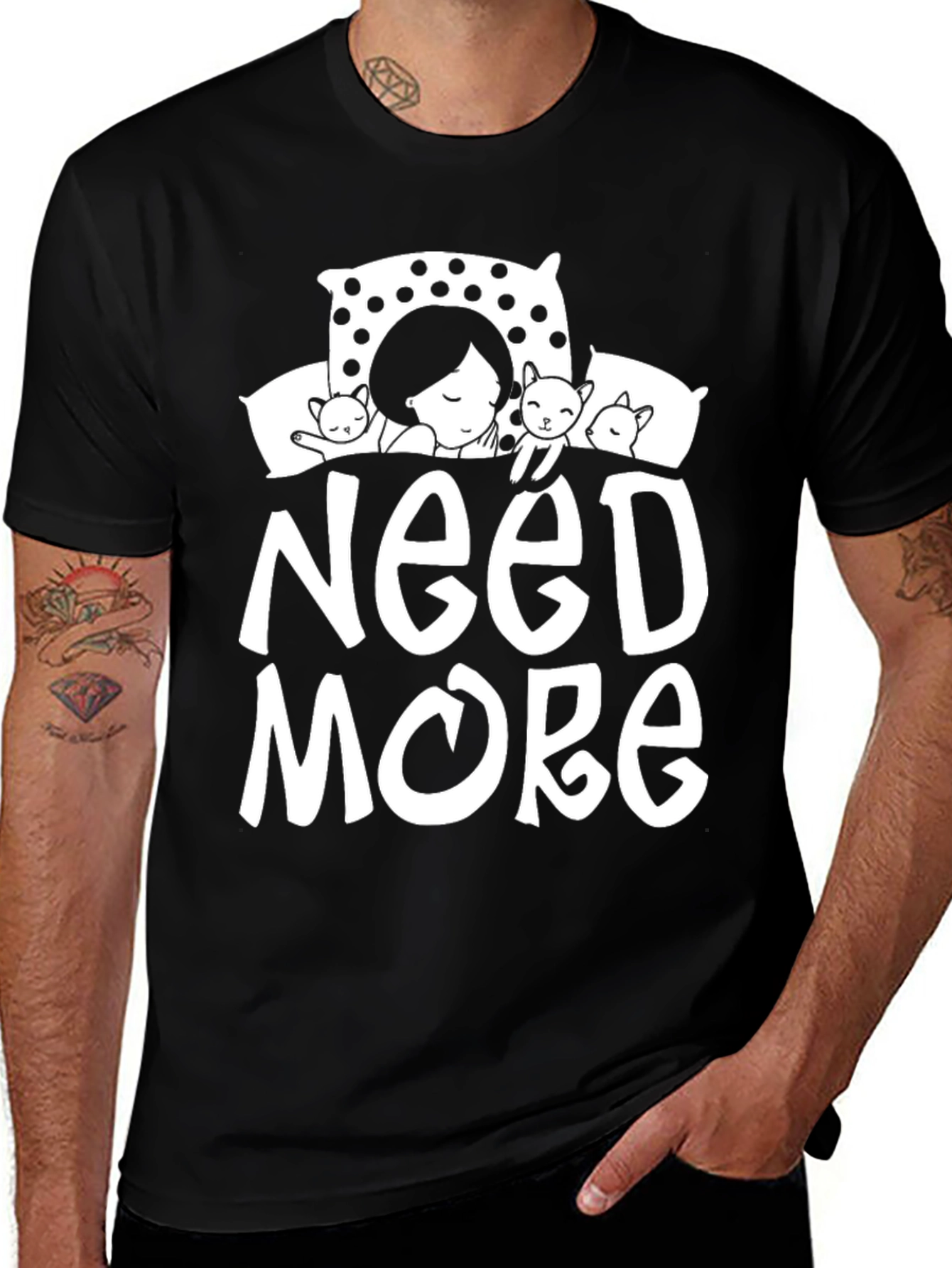 Variant 11 of Need More Cats Graphic Tee - Black
