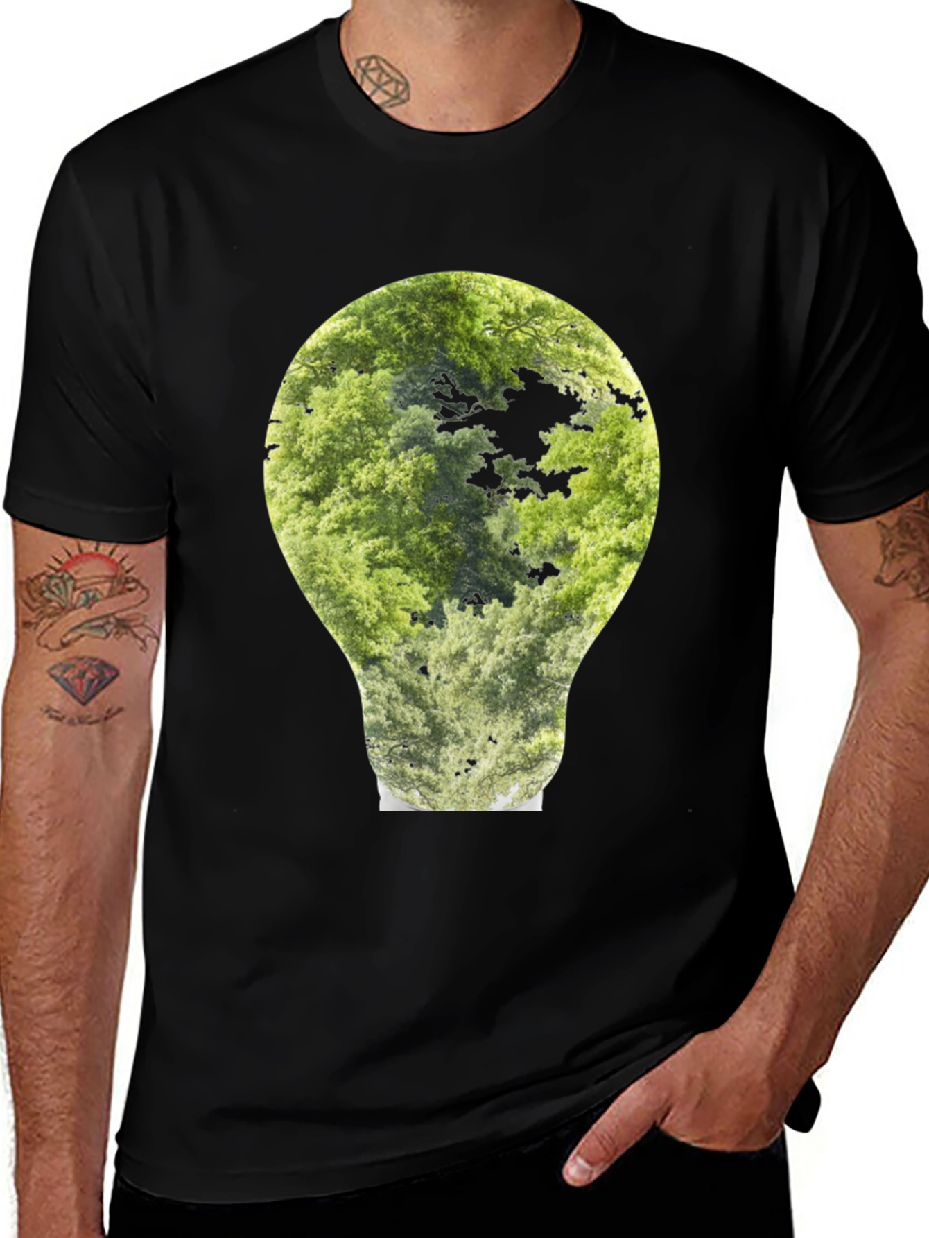 Variant 13 of Nature Bulb Graphic Tee - Black Cotton Blend