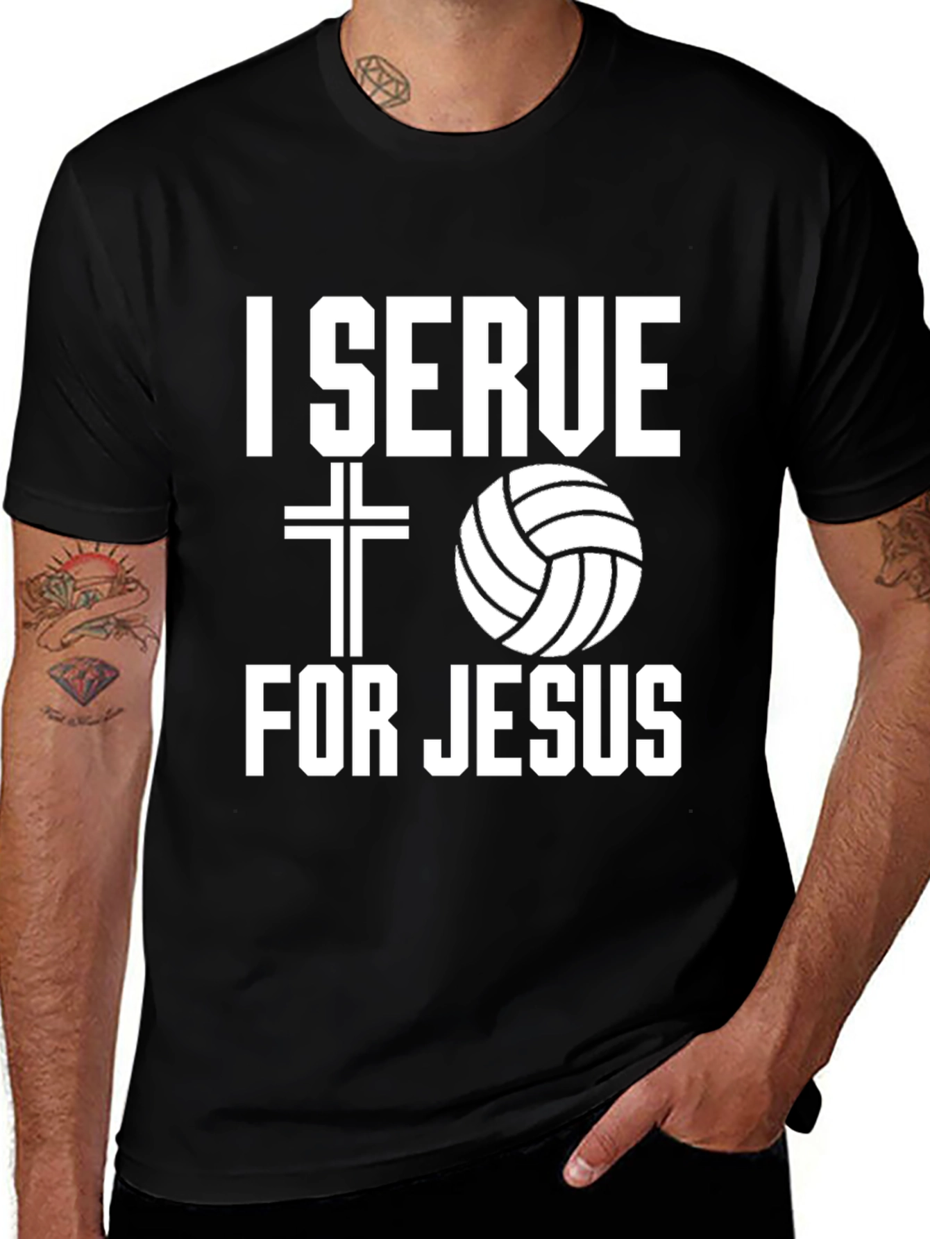 Variant 7 of I Serve for Jesus Volleyball T-Shirt