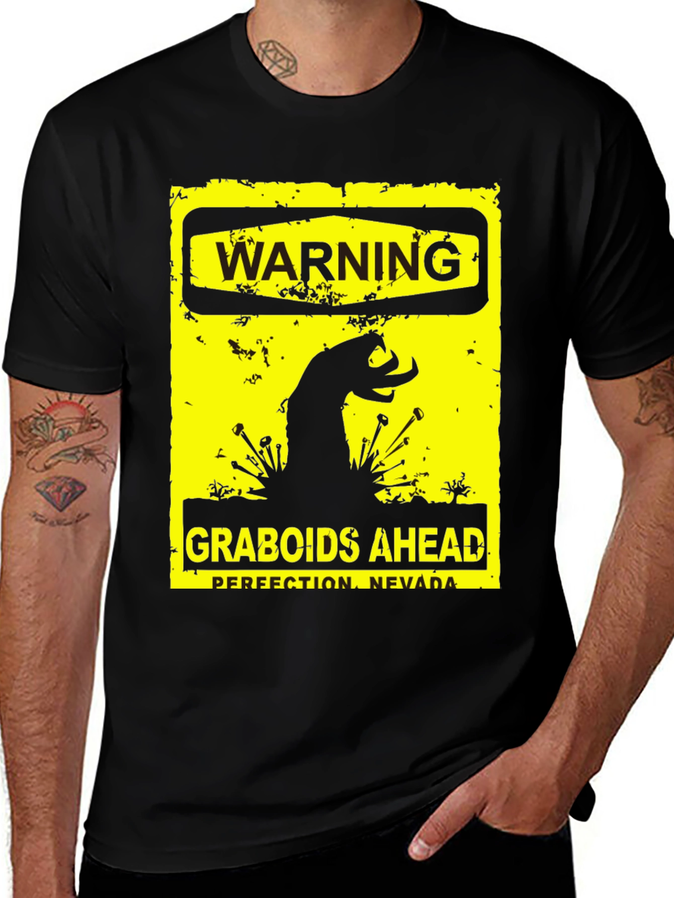 Variant 17 of Graboids Ahead Warning T-Shirt