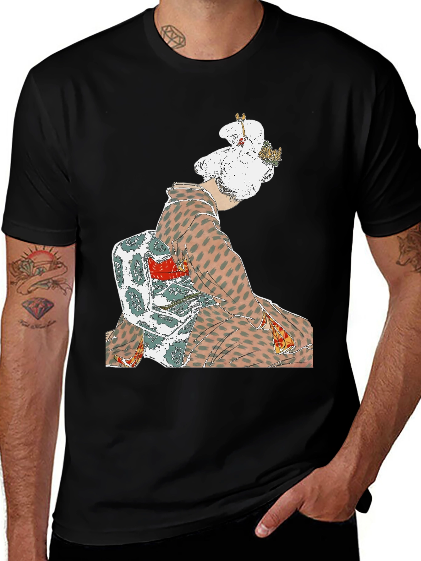 Variant 30 of Kimono Print Graphic Tee - Casual Style