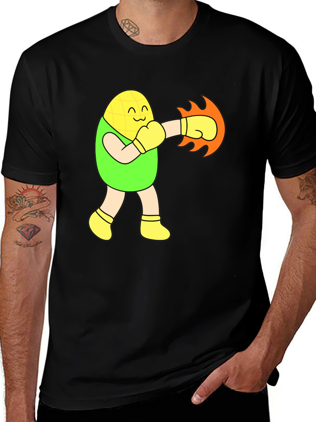 Variant 3 of Funny Corn Boxer Black T-Shirt