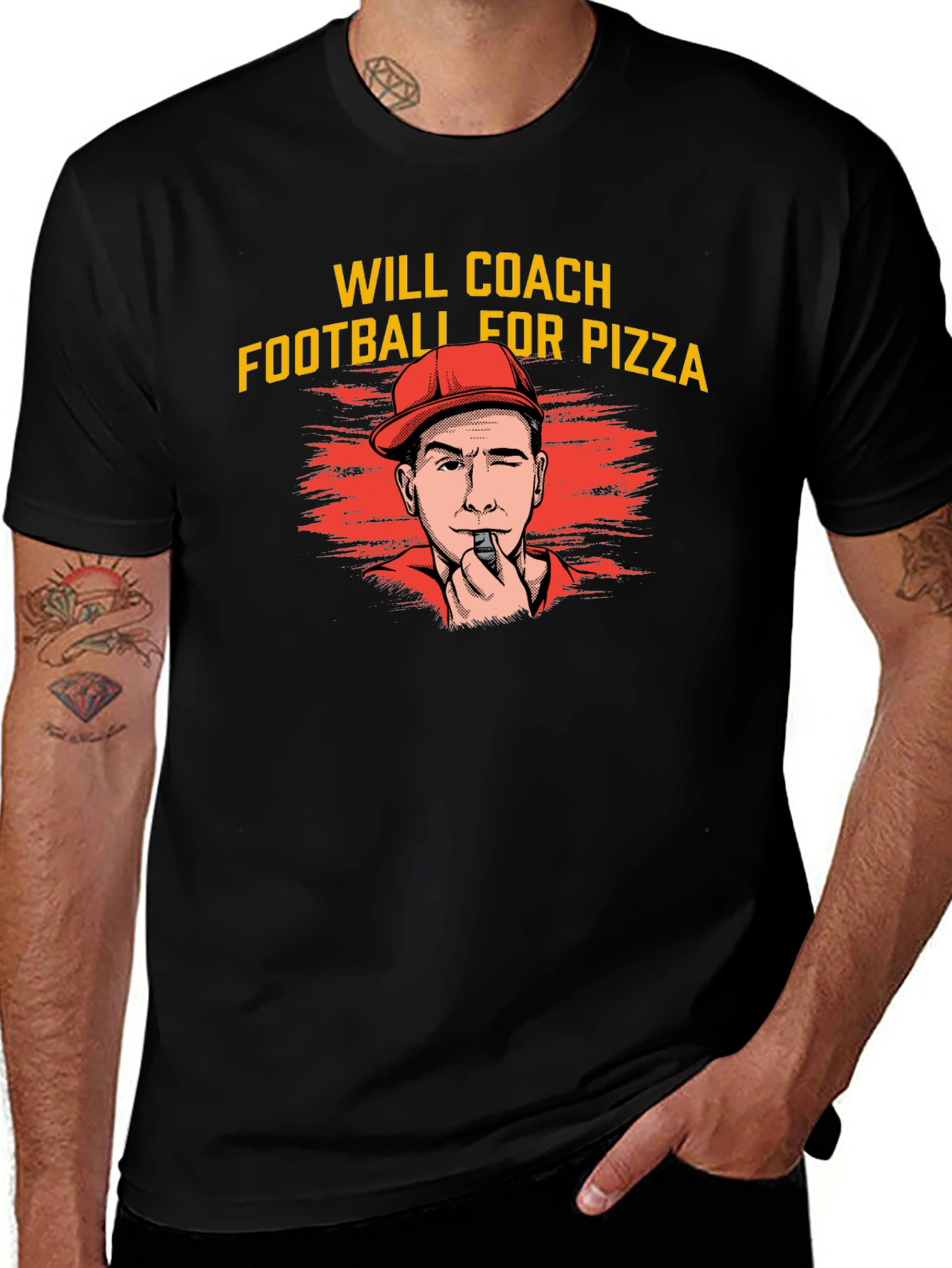 Variant 2 of Will Coach Football for Pizza Graphic T-Shirt