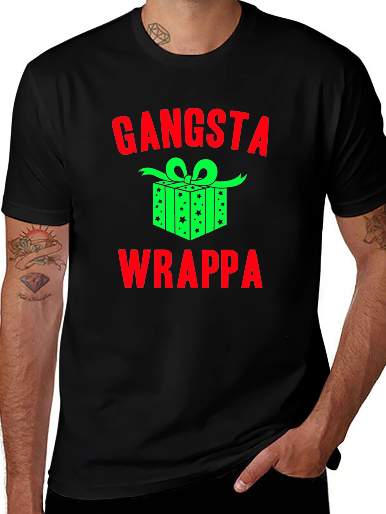 Gangsta Wrappa Christmas Graphic T-Shirt