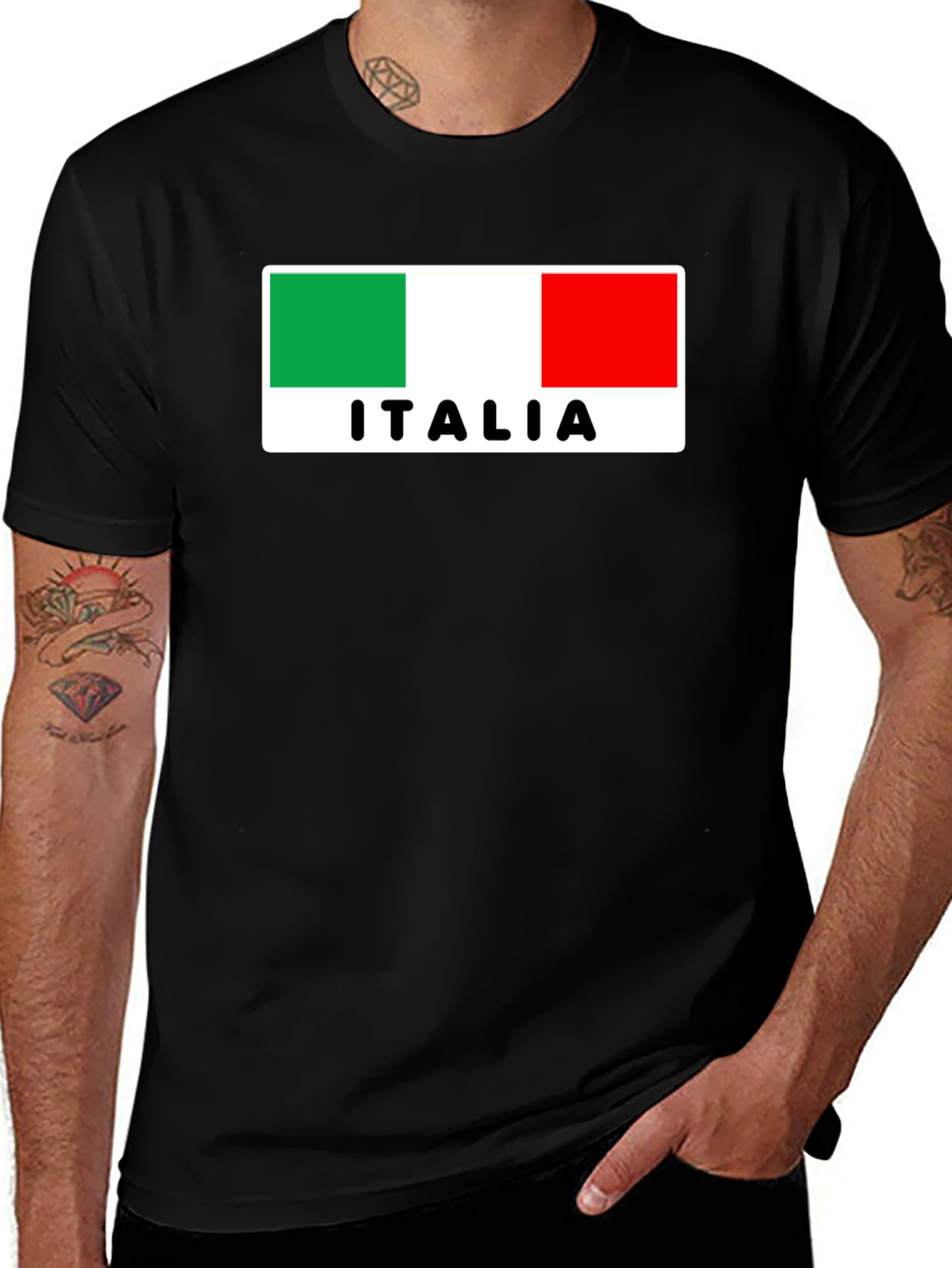 Italia Flag Graphic Black T-Shirt