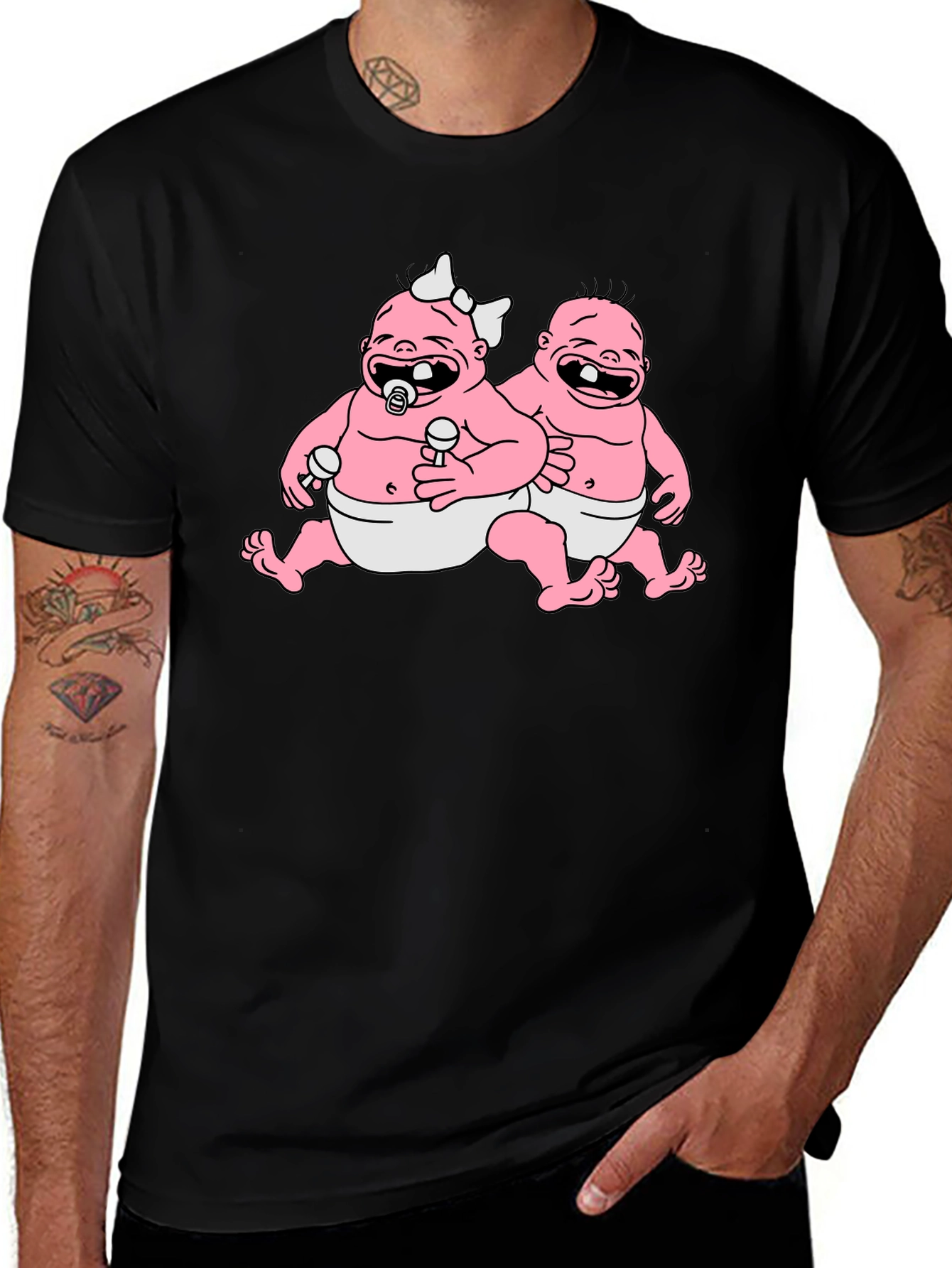 Variant 13 of Cartoon Babies Black T-Shirt