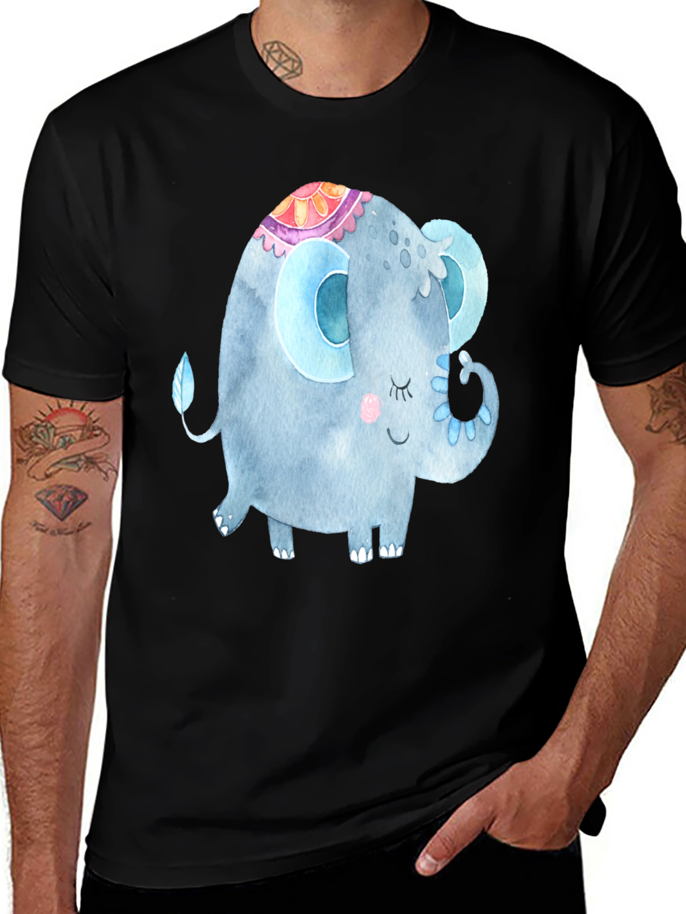 Variant 22 of Elephant Graphic Black Tee