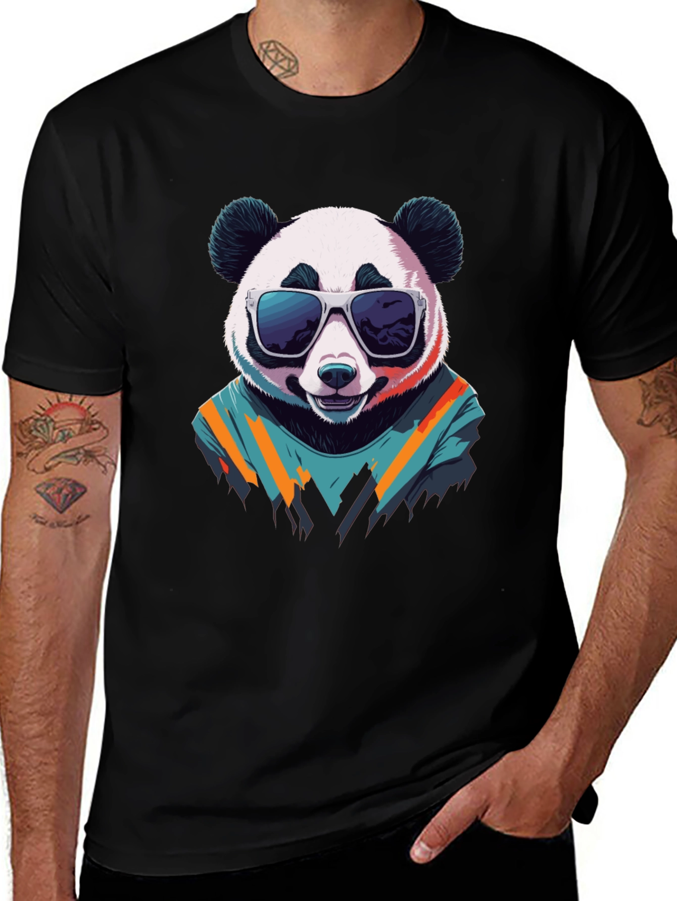 Variant 4 of Cool Panda Graphic Tee - Black Cotton T-Shirt