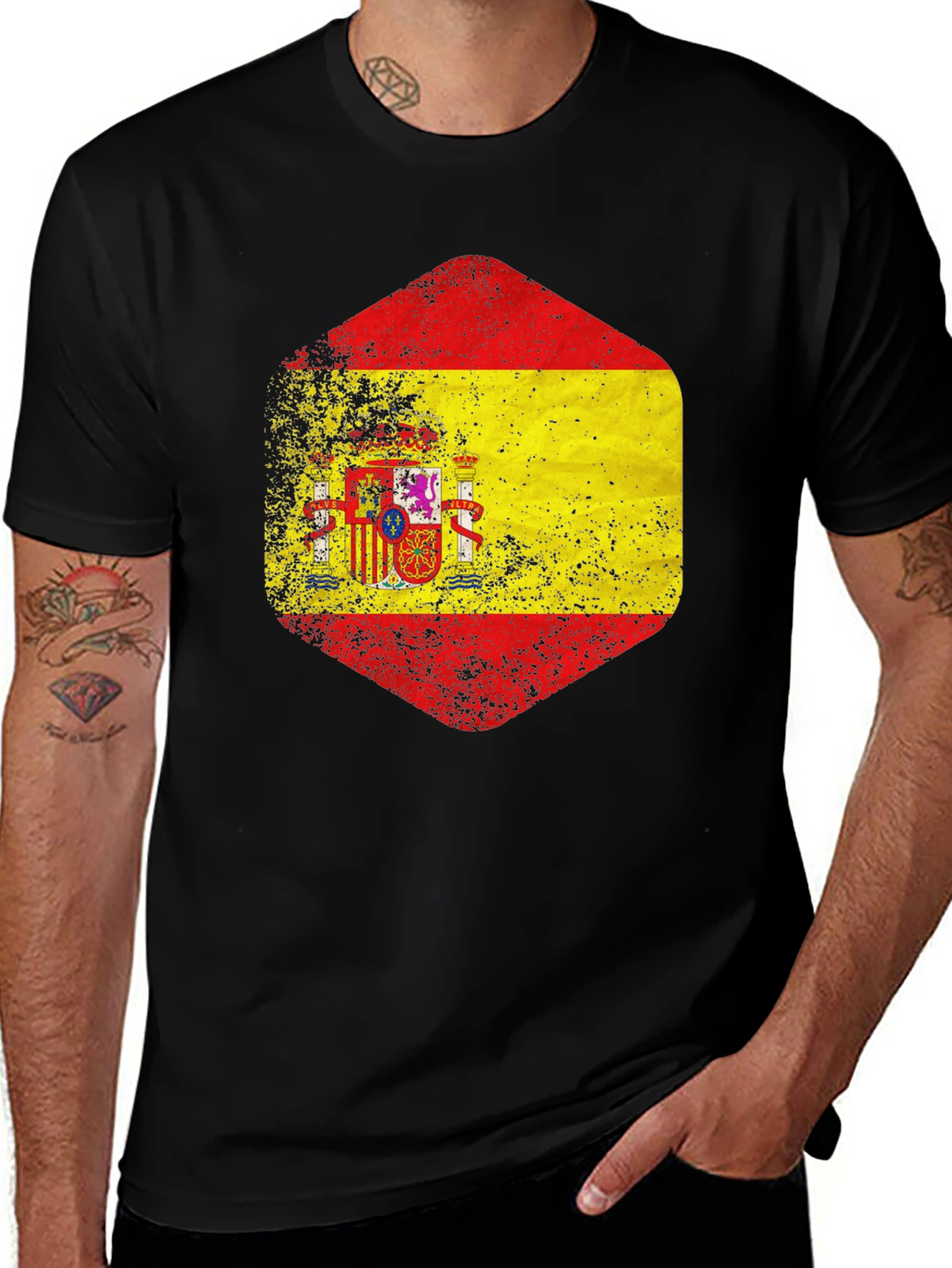 Variant 11 of Spain Flag Graphic T-Shirt - Distressed Style