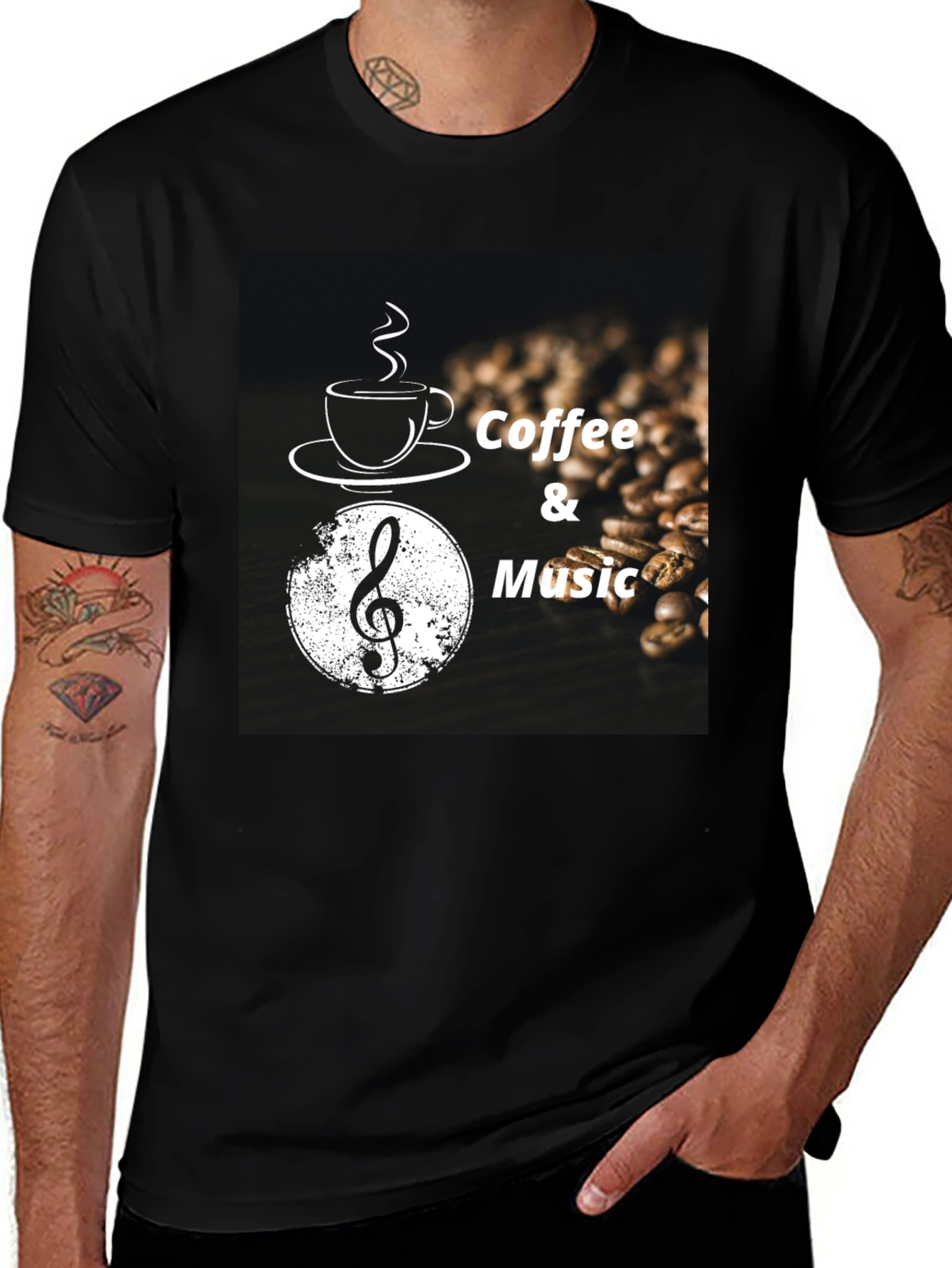 Variant 8 of Coffee & Music T-Shirt - Brewtiful Treble Clef Tee