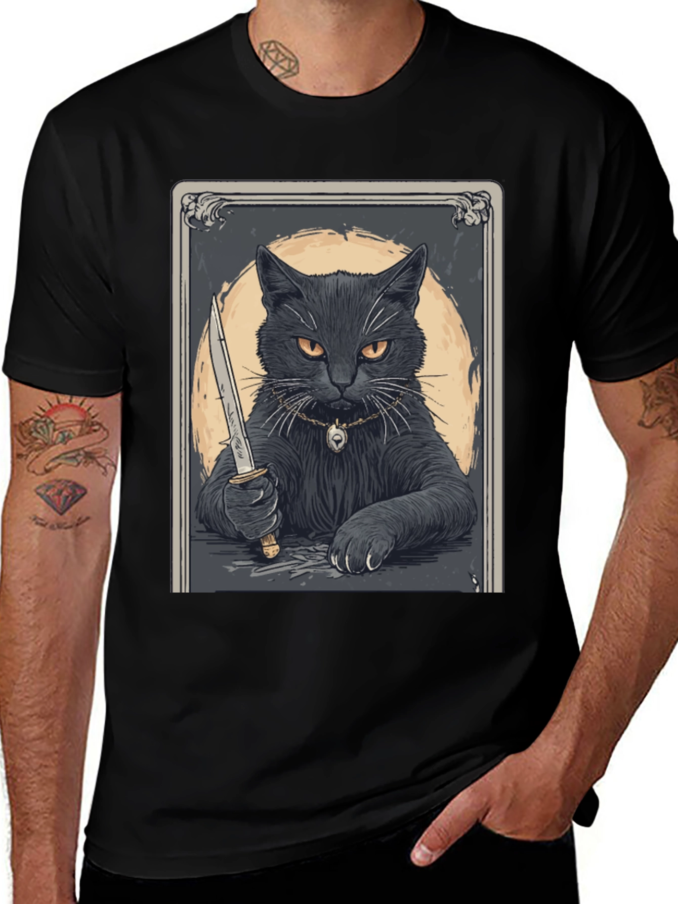 Variant 12 of Cat with Knife Graphic Tee