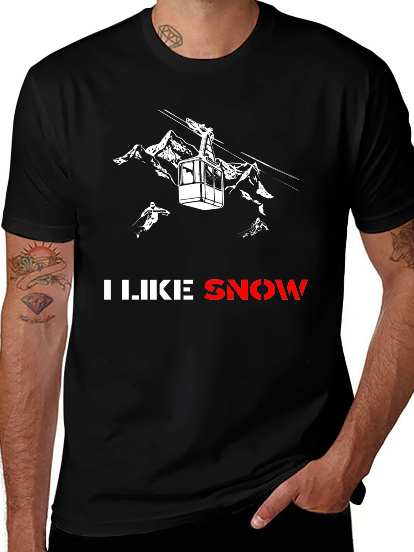 Variant 16 of I Like Snow Graphic T-Shirt - Winter Sports Apparel
