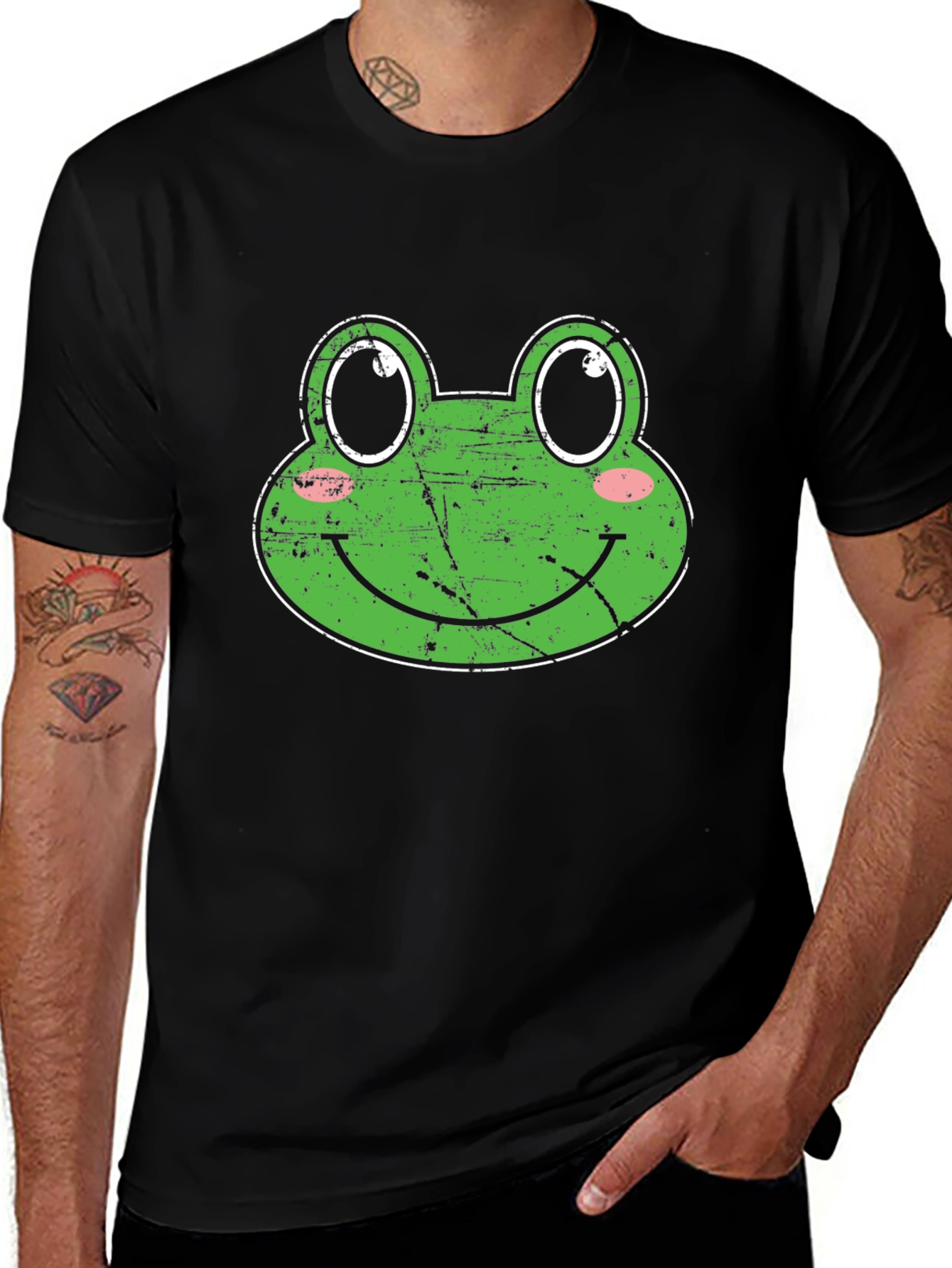 Variant 16 of Frog Face Graphic Tee - Black Cotton T-Shirt