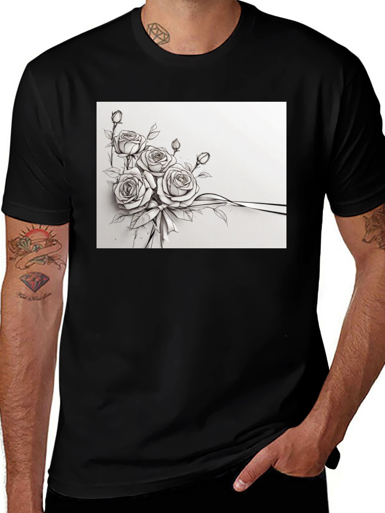 Variant 27 of Elegant Floral Sketch T-Shirt