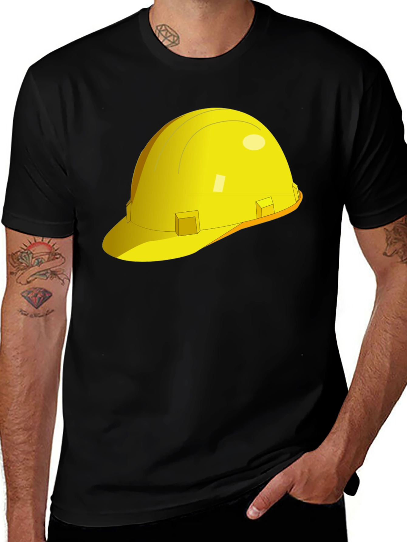 Variant 22 of Construction Hat Graphic T-Shirt - Black