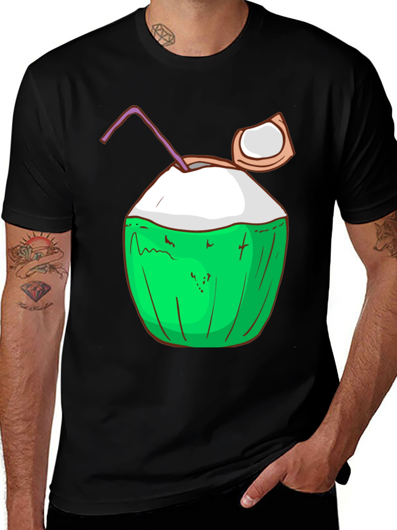 Variant 15 of Coconut Drink Graphic Tee - Tropical Summer Vibes