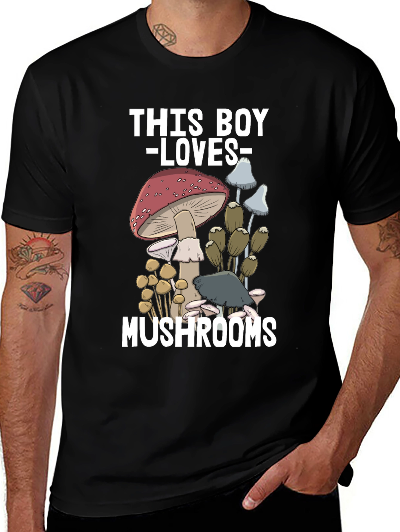 Variant 4 of Mushroom Lover T-Shirt - This Boy Loves Mushrooms Graphic Tee