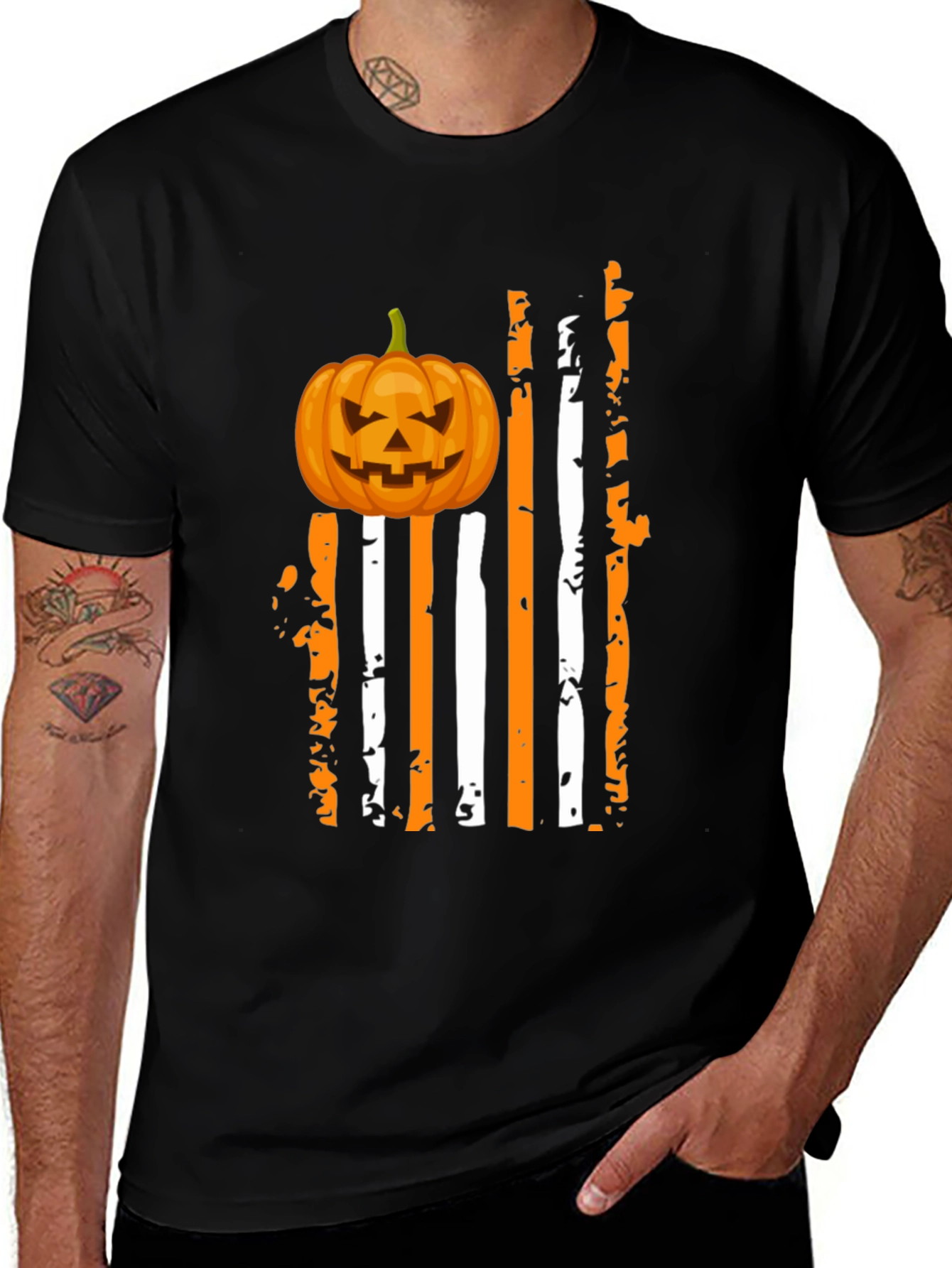 Halloween Pumpkin American Flag T-Shirt