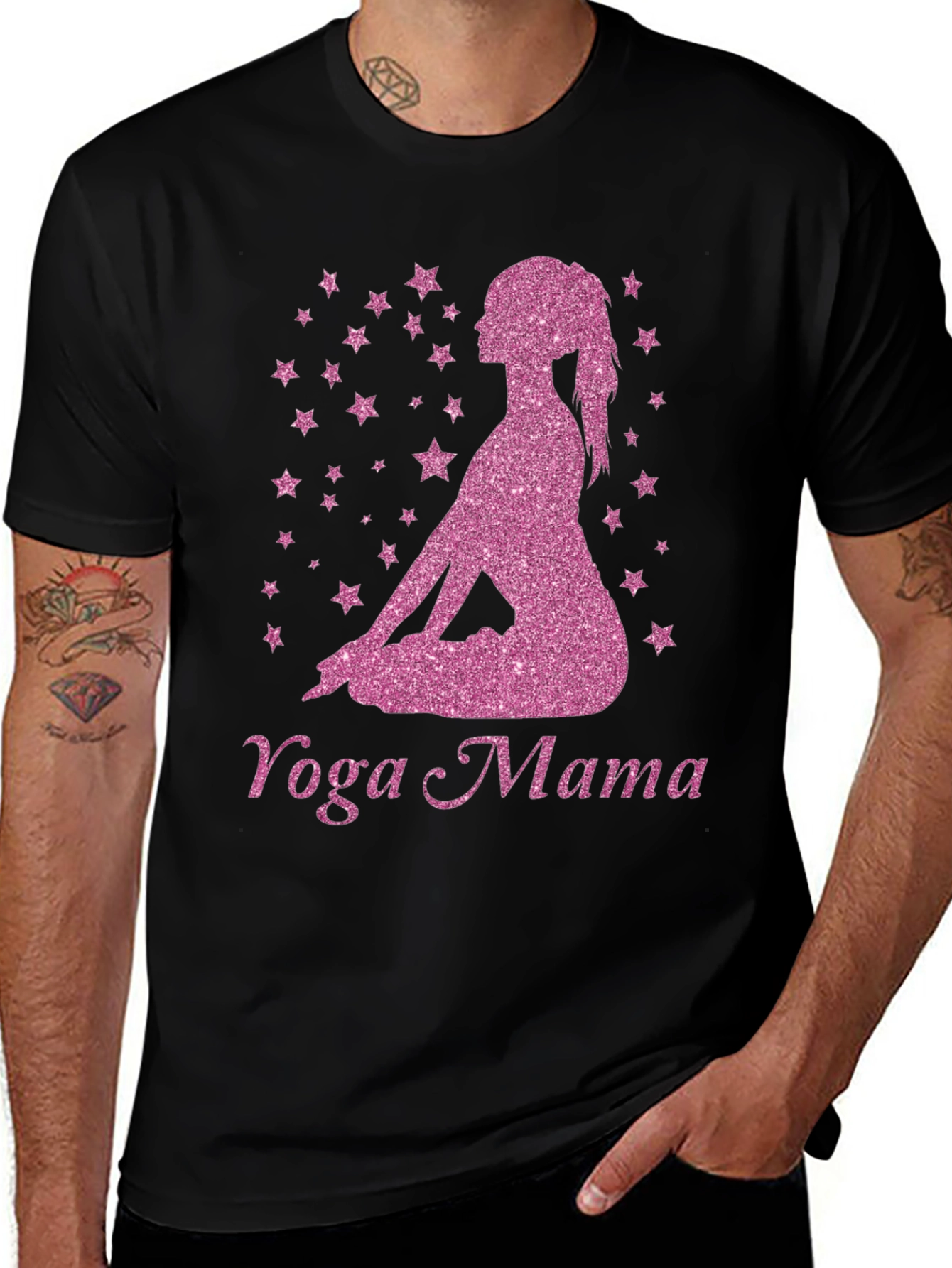 Variant 24 of Yoga Mama T-Shirt - Pink Glitter Design