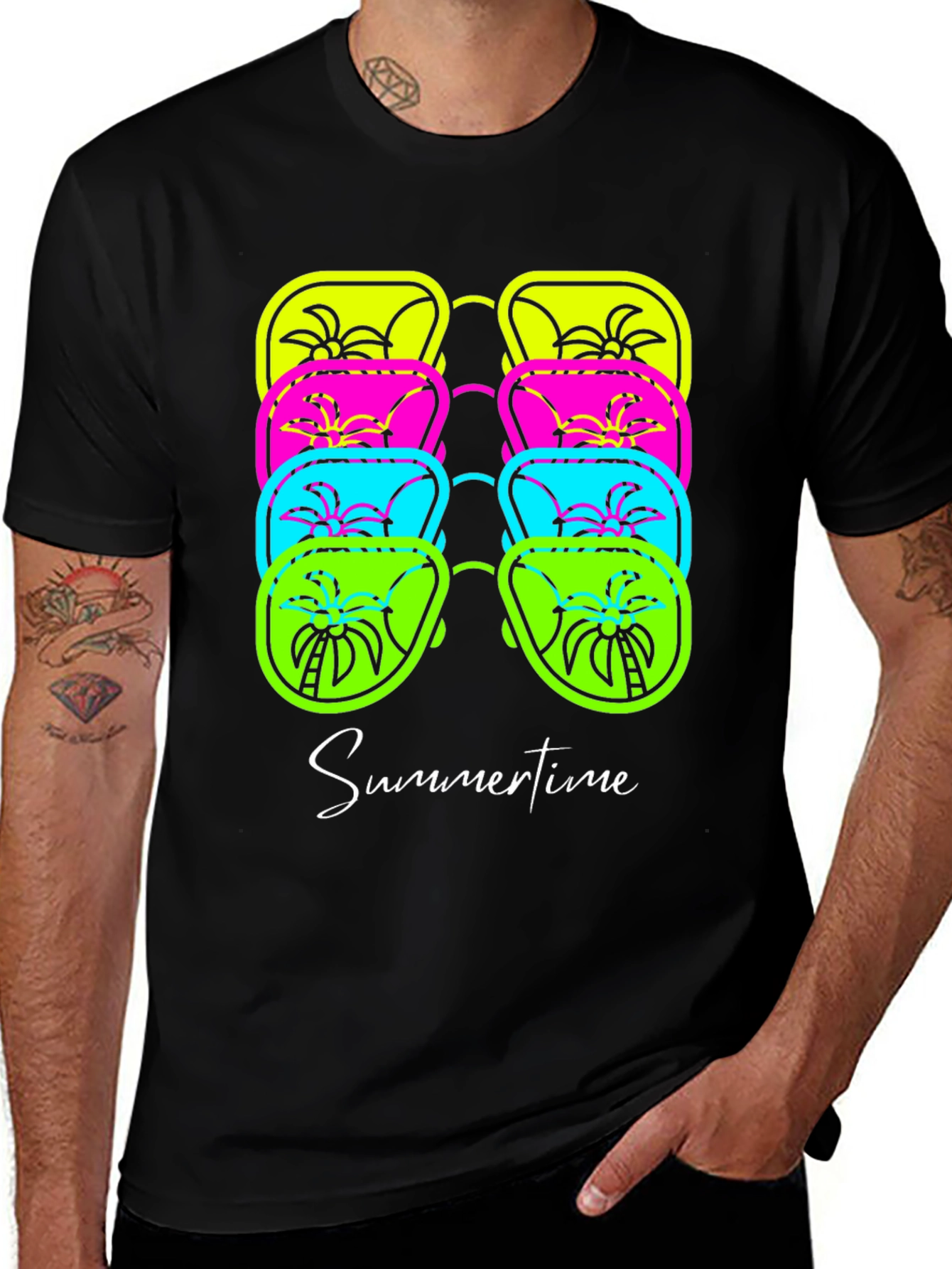 Variant 23 of Summertime Palm Sunglasses Graphic Tee - Black