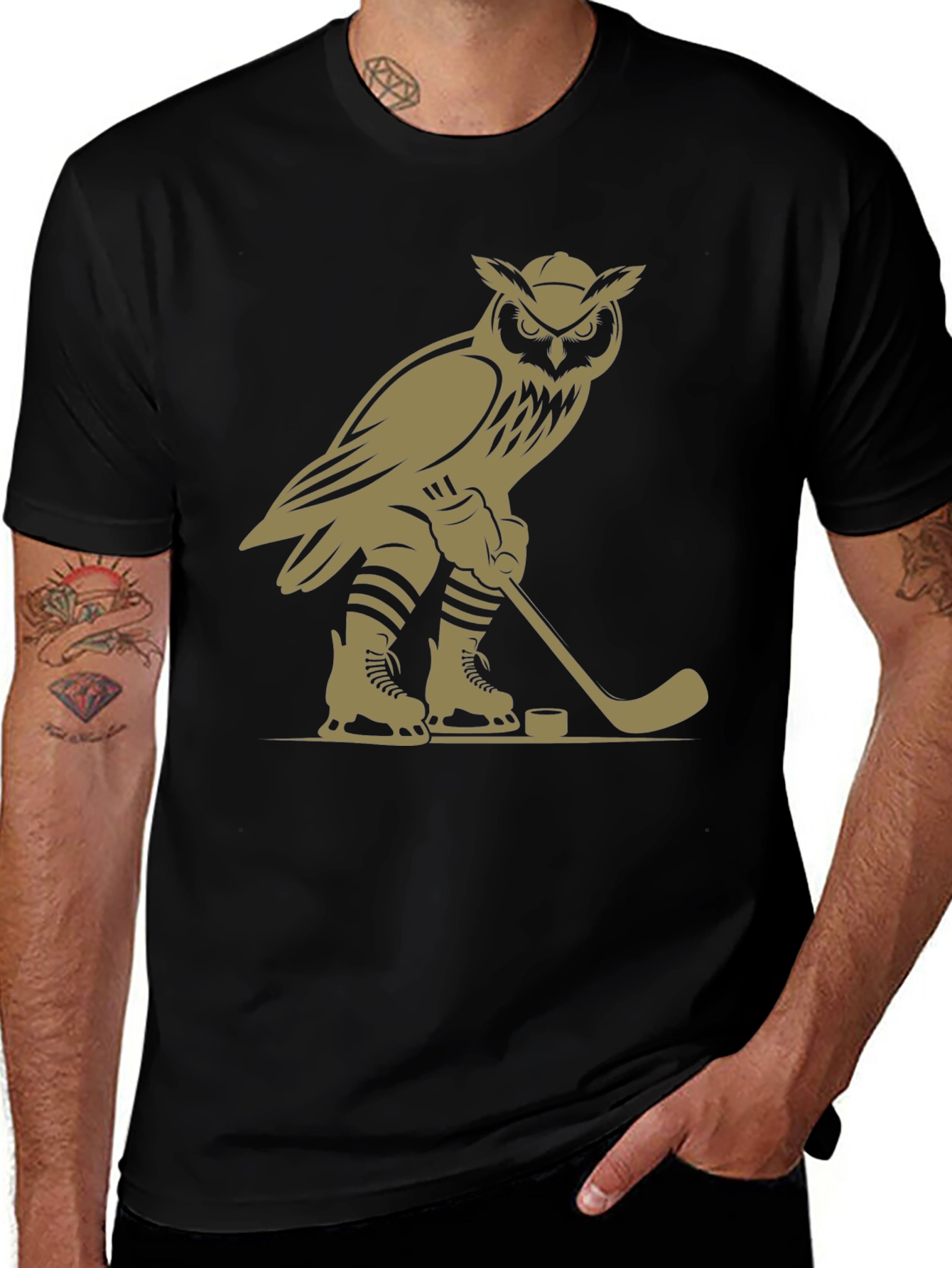 Variant 17 of Owl Hockey T-Shirt - Unique Graphic Tee
