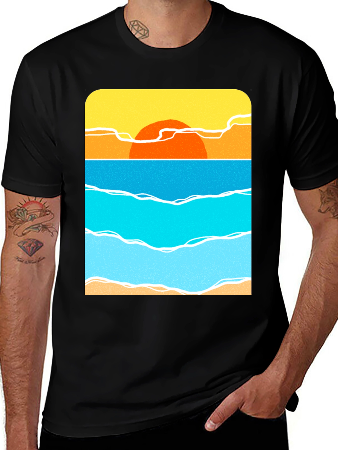 Variant 21 of Sunset Beach Graphic Tee - Black