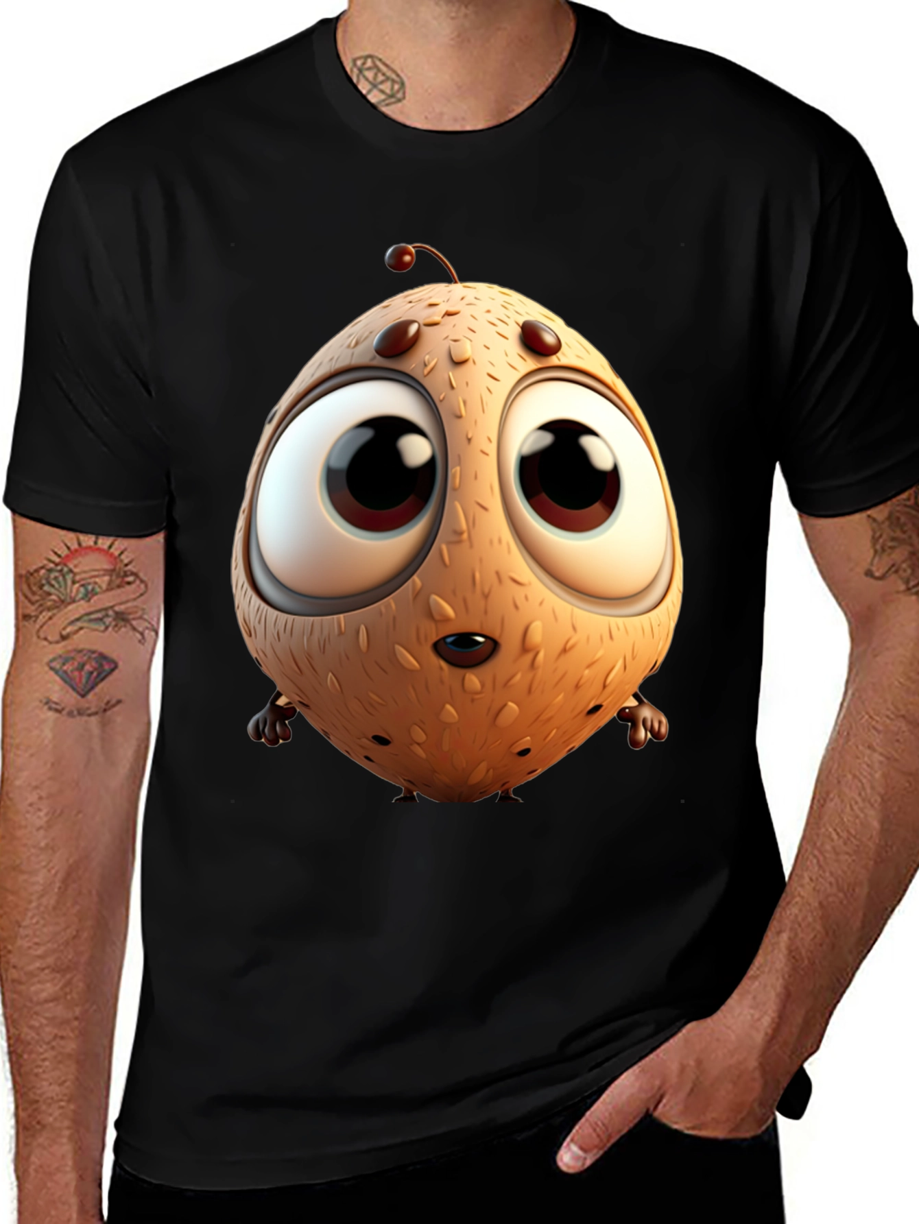 Variant 28 of Cartoon Creature Graphic Tee - Black