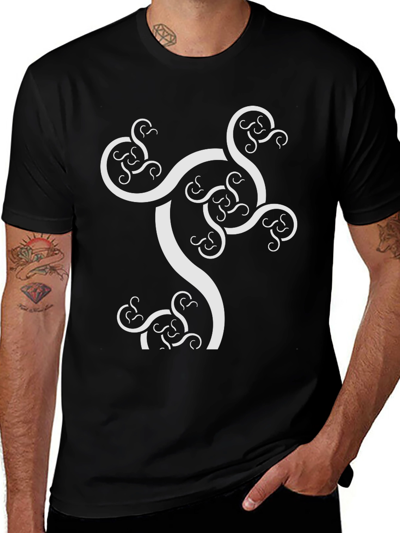 Variant 13 of Abstract Fractal Design Black T-Shirt