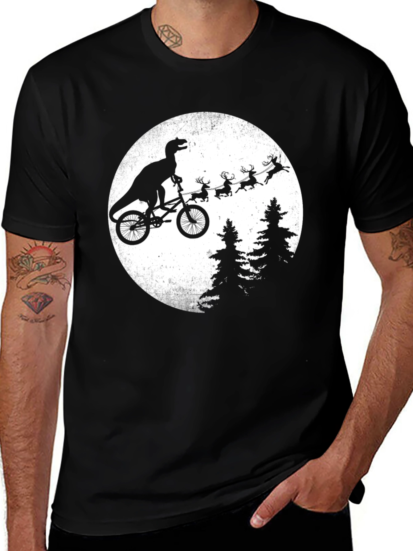 Dinosaur BMX Christmas T-Shirt