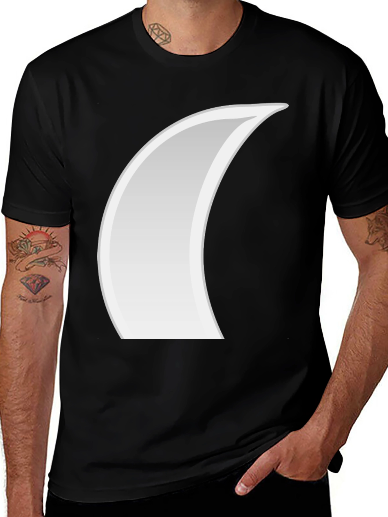 Variant 27 of Crescent Graphic Tee - Casual Black T-Shirt