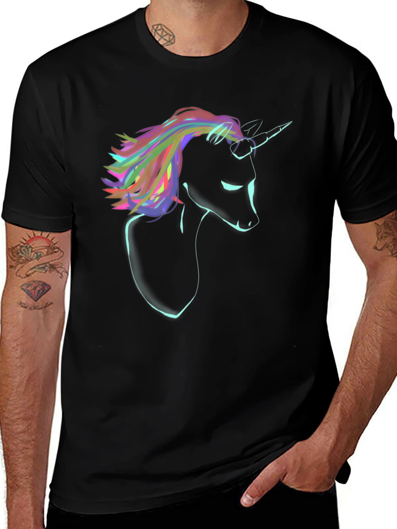 Variant 28 of Unicorn Graphic Tee - Men's Black T-Shirt