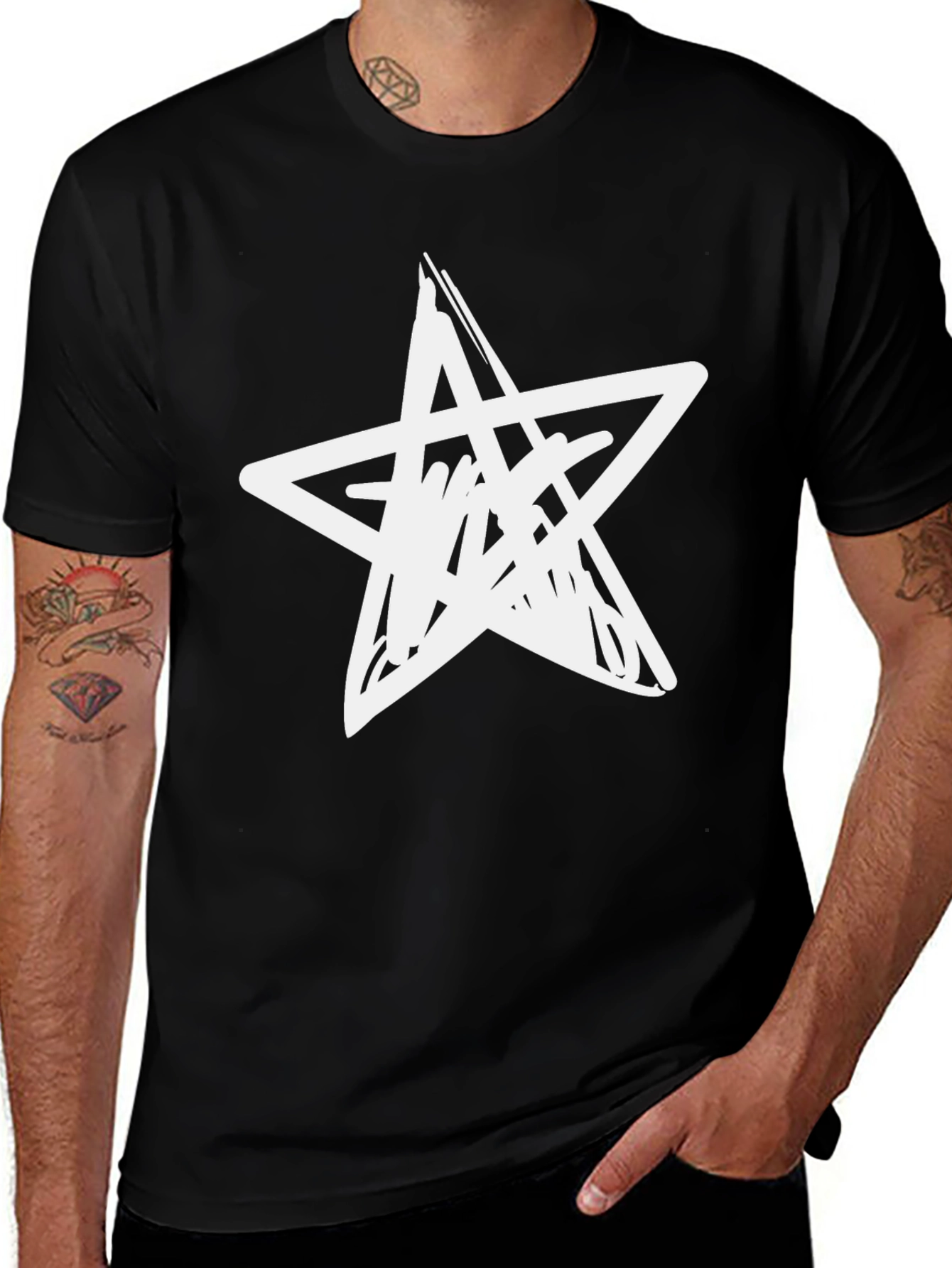 Variant 29 of Black T-Shirt with Abstract Star Graphic