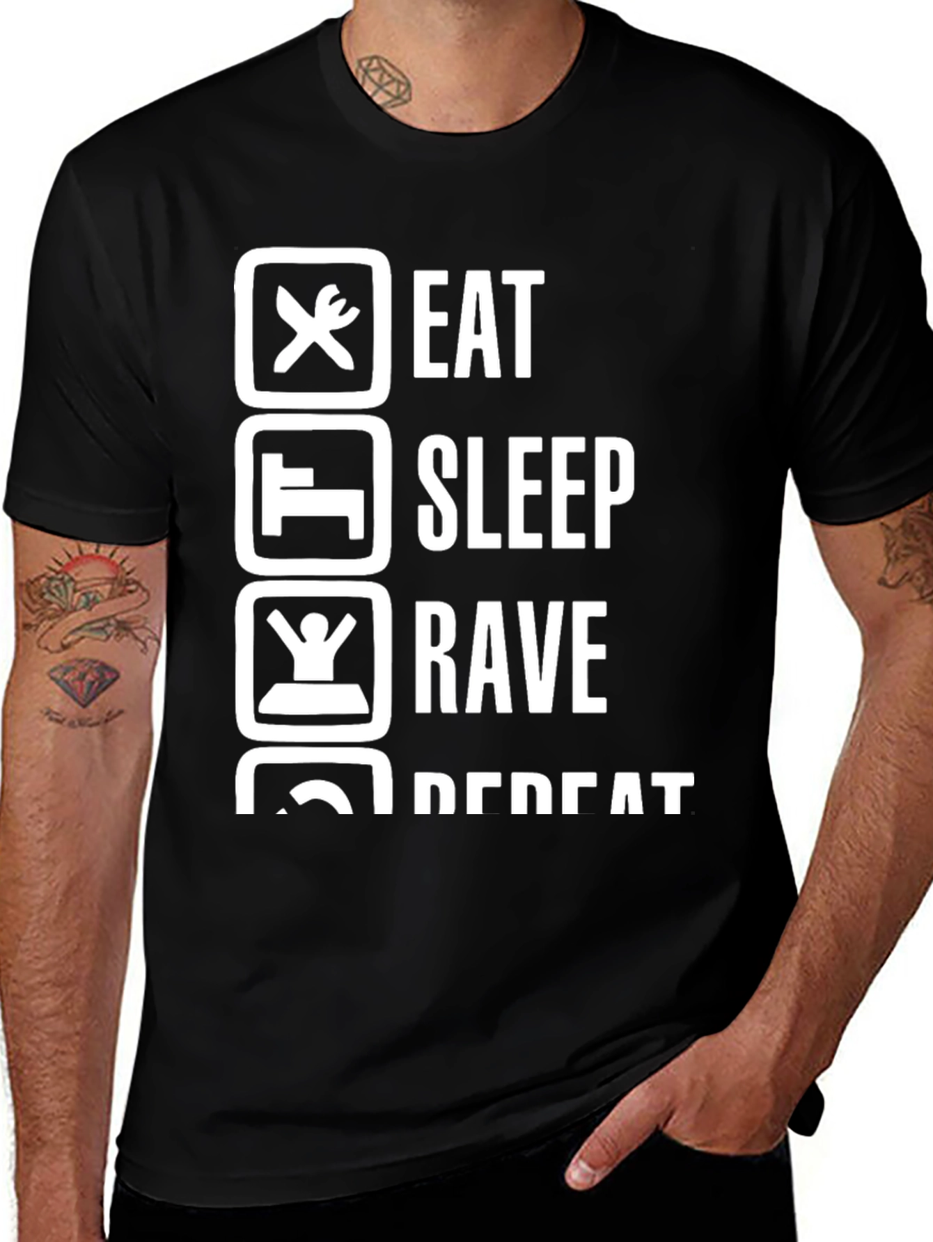 Eat Sleep Rave Repeat Graphic T-Shirt
