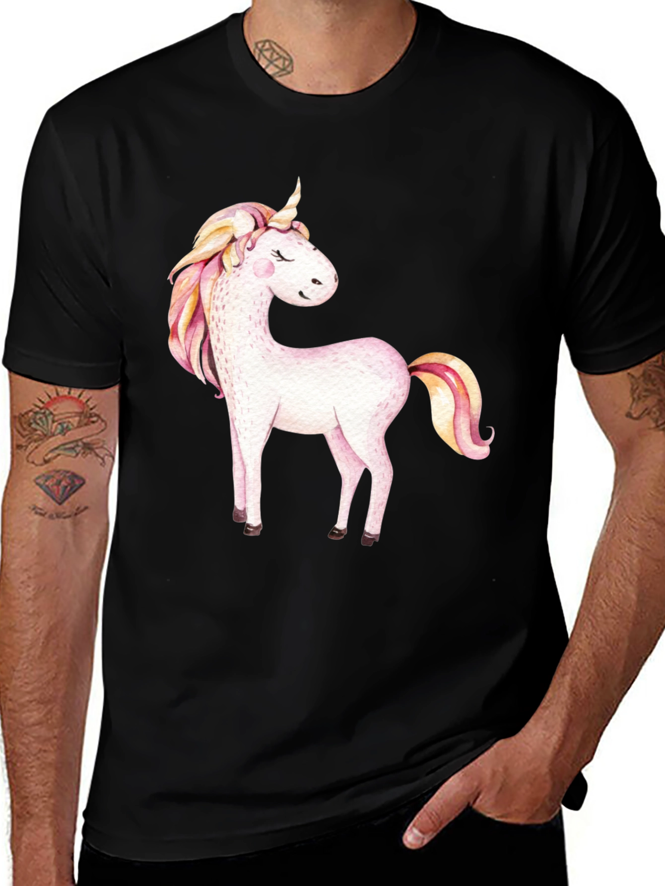 Variant 30 of Unicorn Graphic Tee - Men's Black T-Shirt