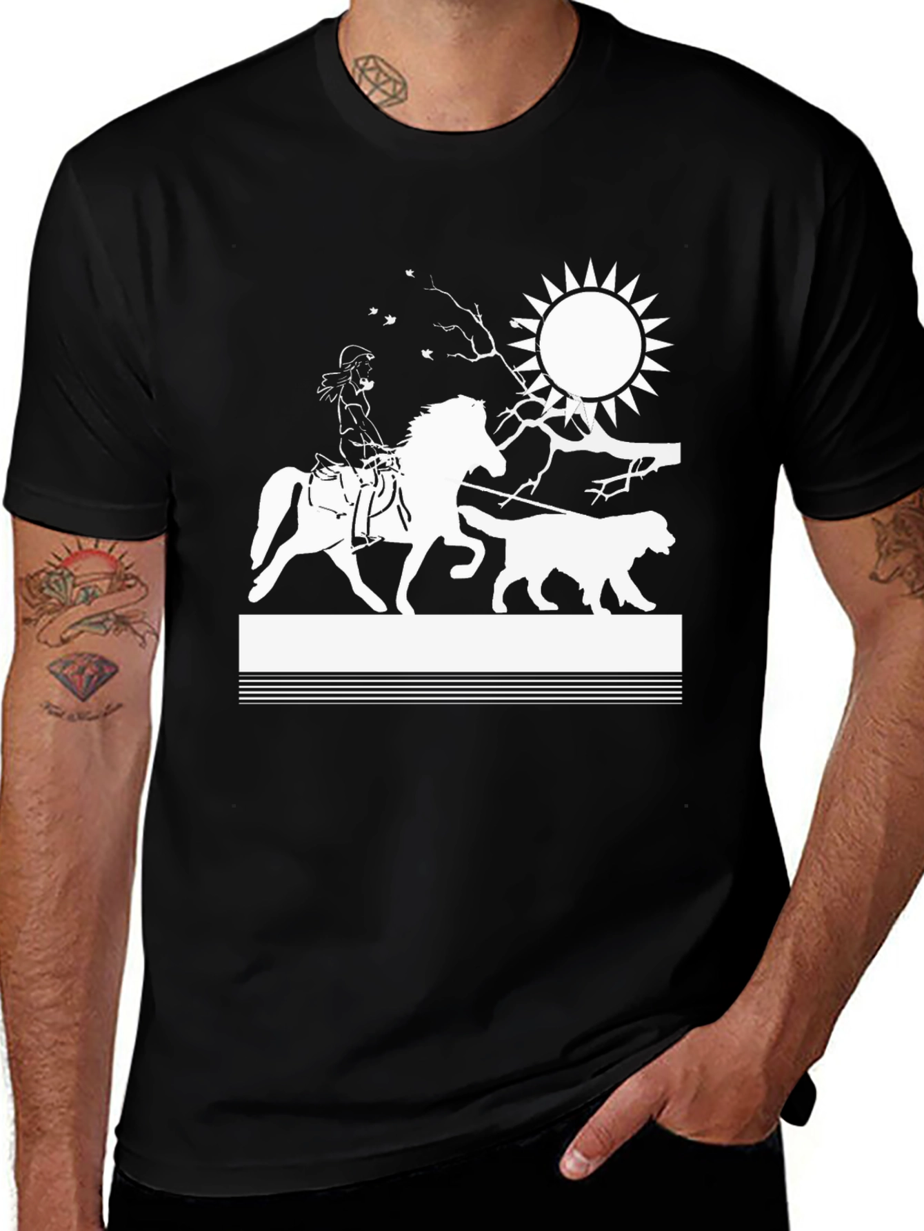 Variant 23 of Cowgirl Horse & Dog Graphic Tee - Black