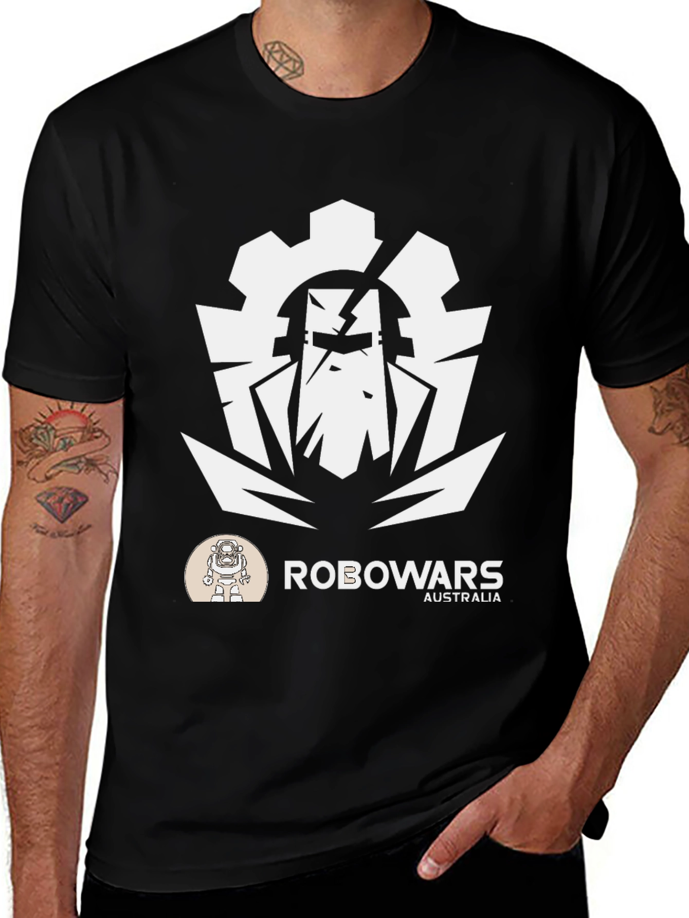 Robowars Australia Black T-Shirt - Robot Combat Design