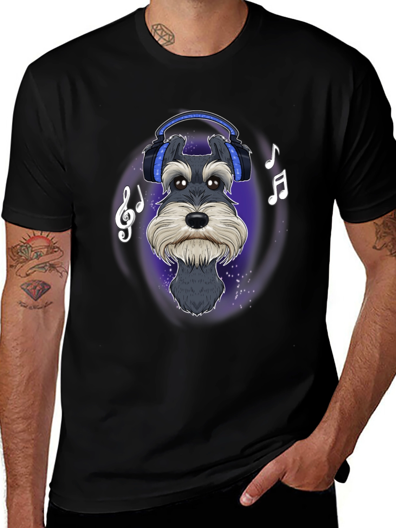 Dog with Headphones Graphic T-Shirt