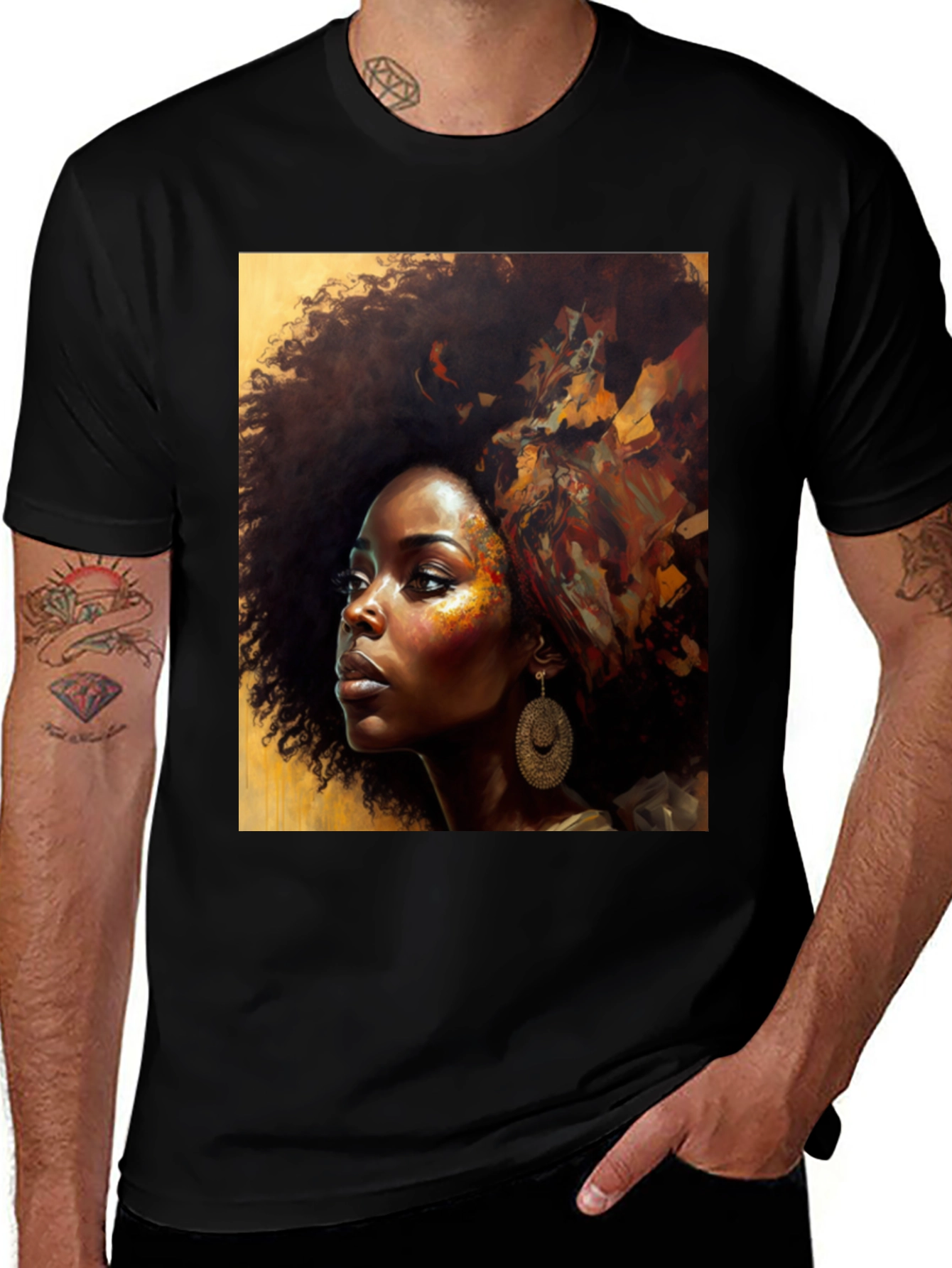 Variant 21 of Afro Woman Art Graphic Tee - Black