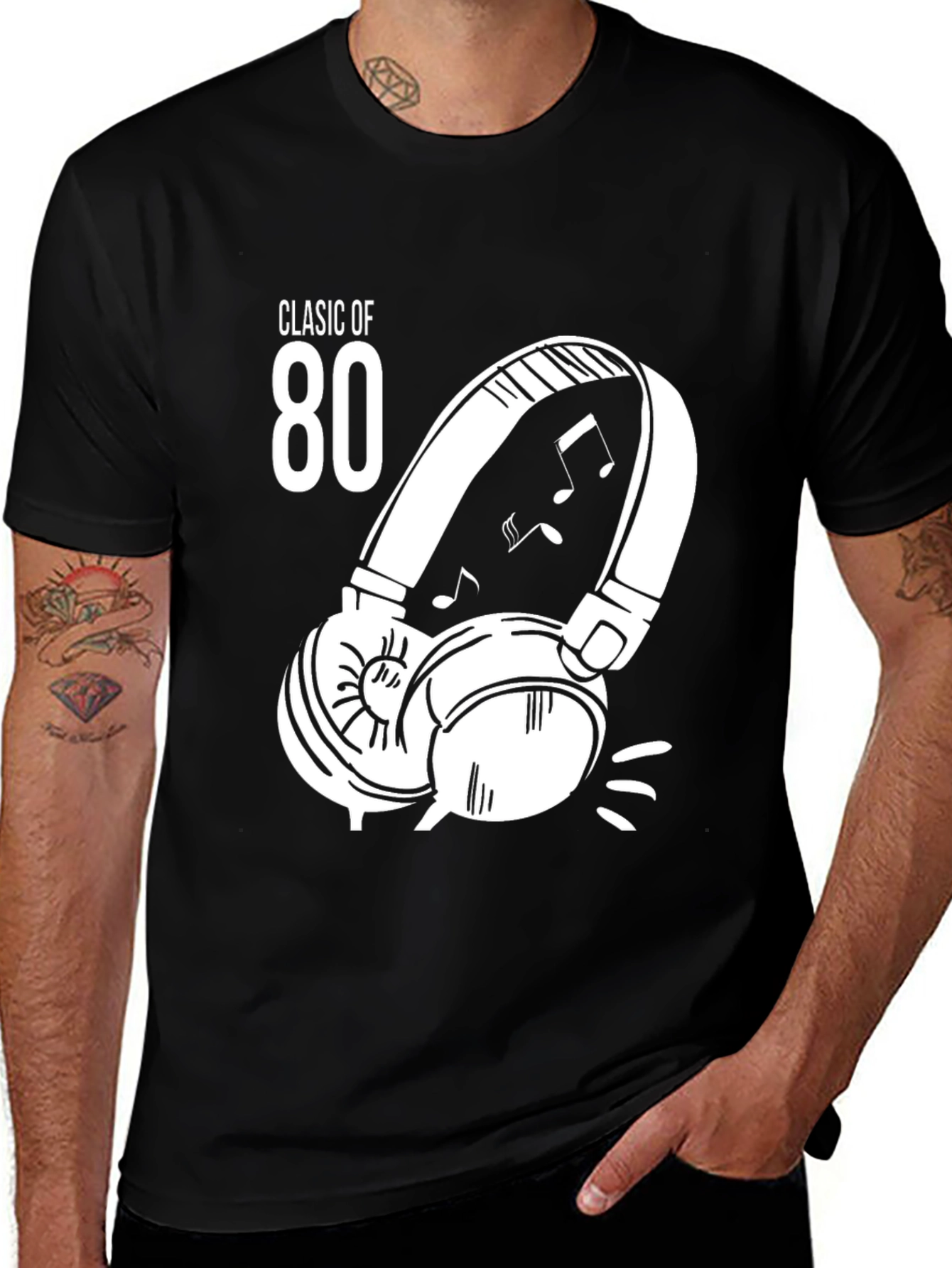 Variant 7 of Retro 80s Music Headphones Graphic T-Shirt
