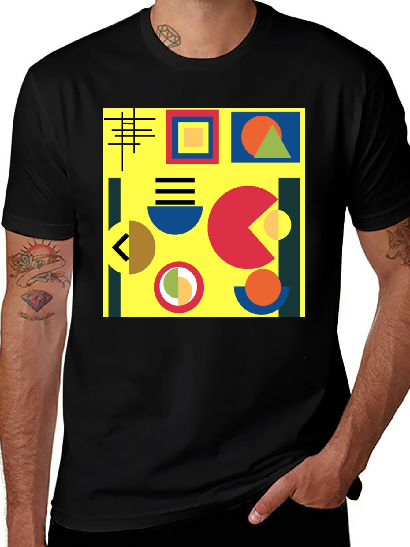 Variant 28 of Geometric Art Black T-Shirt - Modern Abstract Design