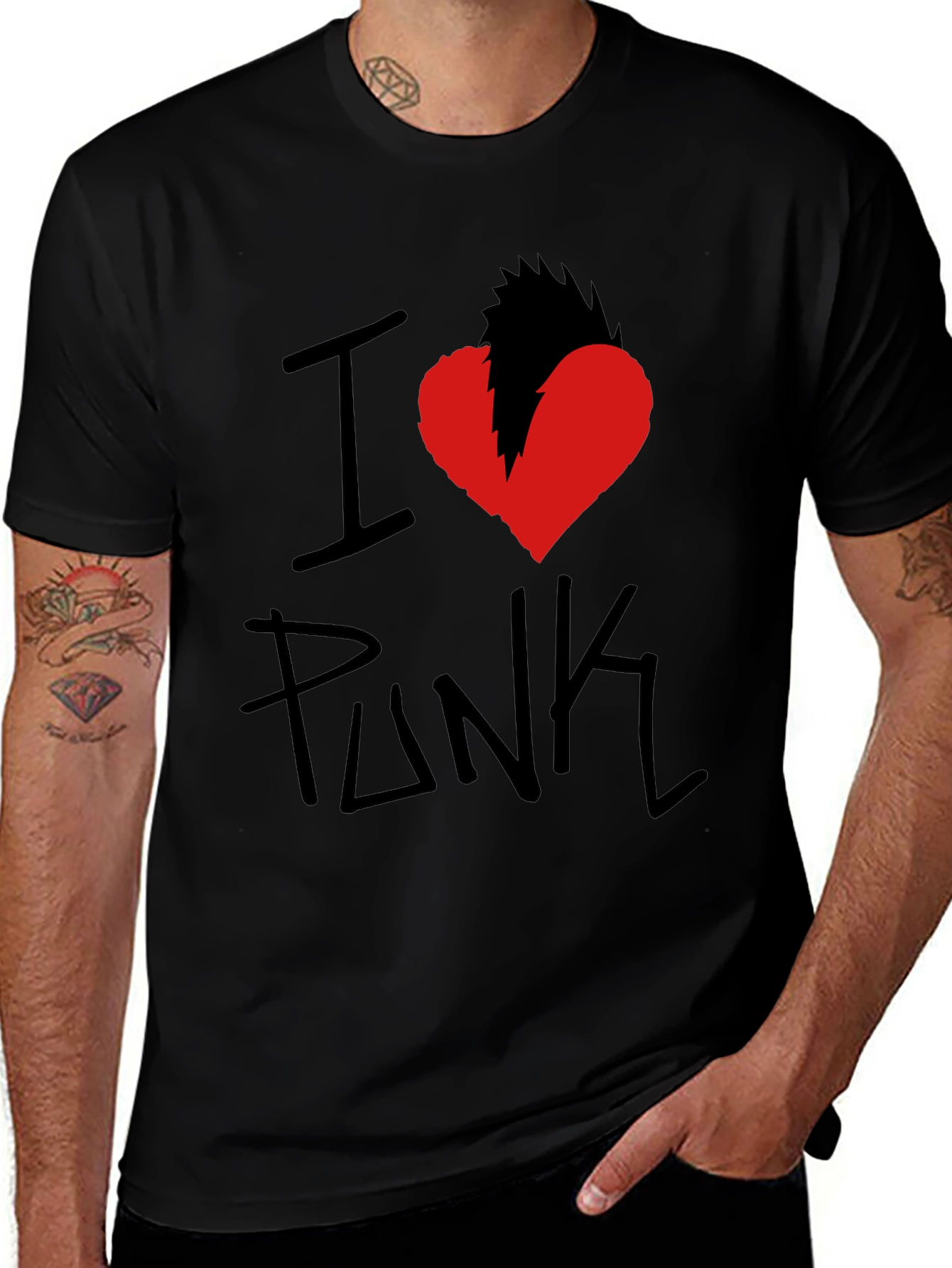 Variant 28 of I Heart Punk Graphic Tee - Black