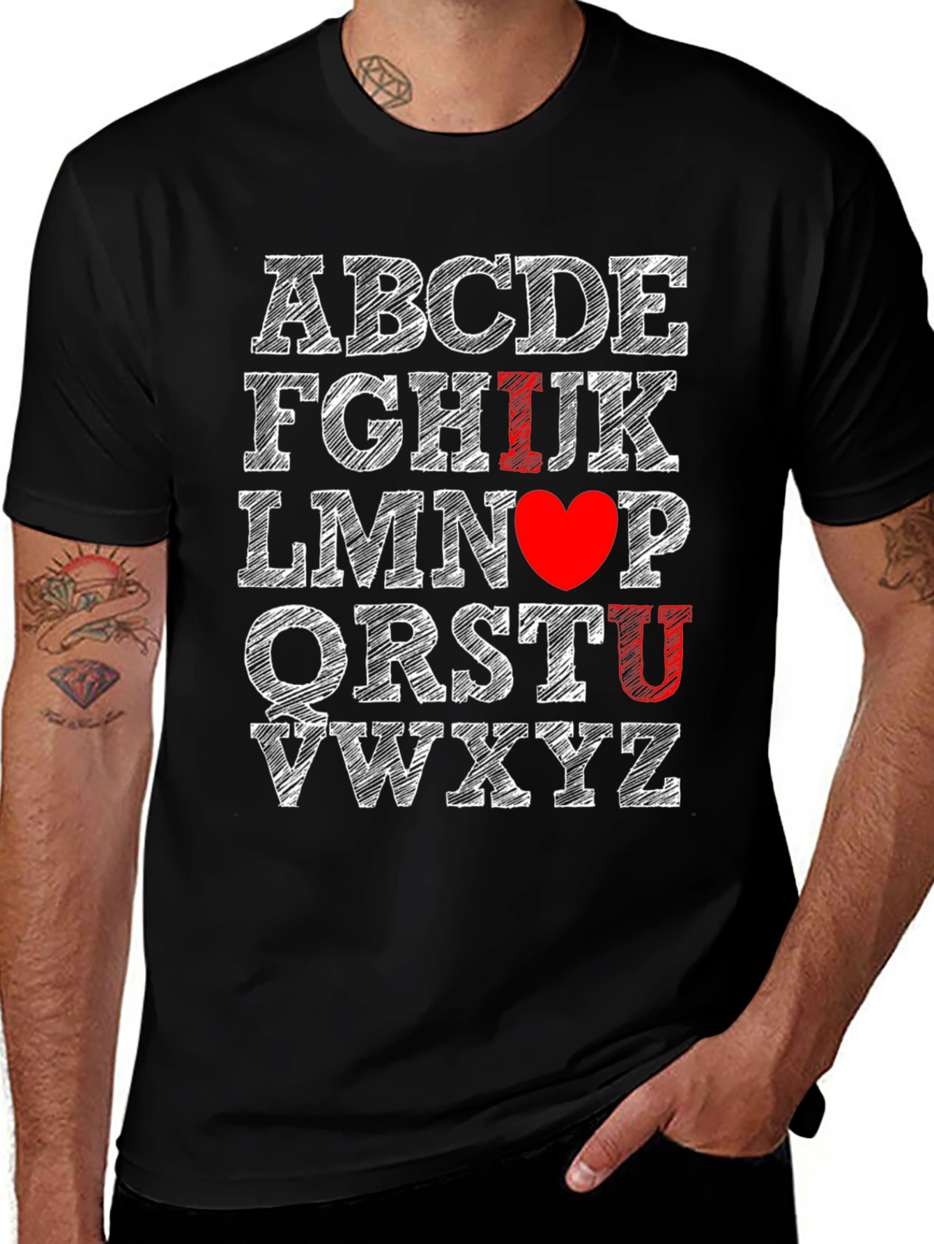 Variant 18 of I Heart U Alphabet Graphic Tee Shirt