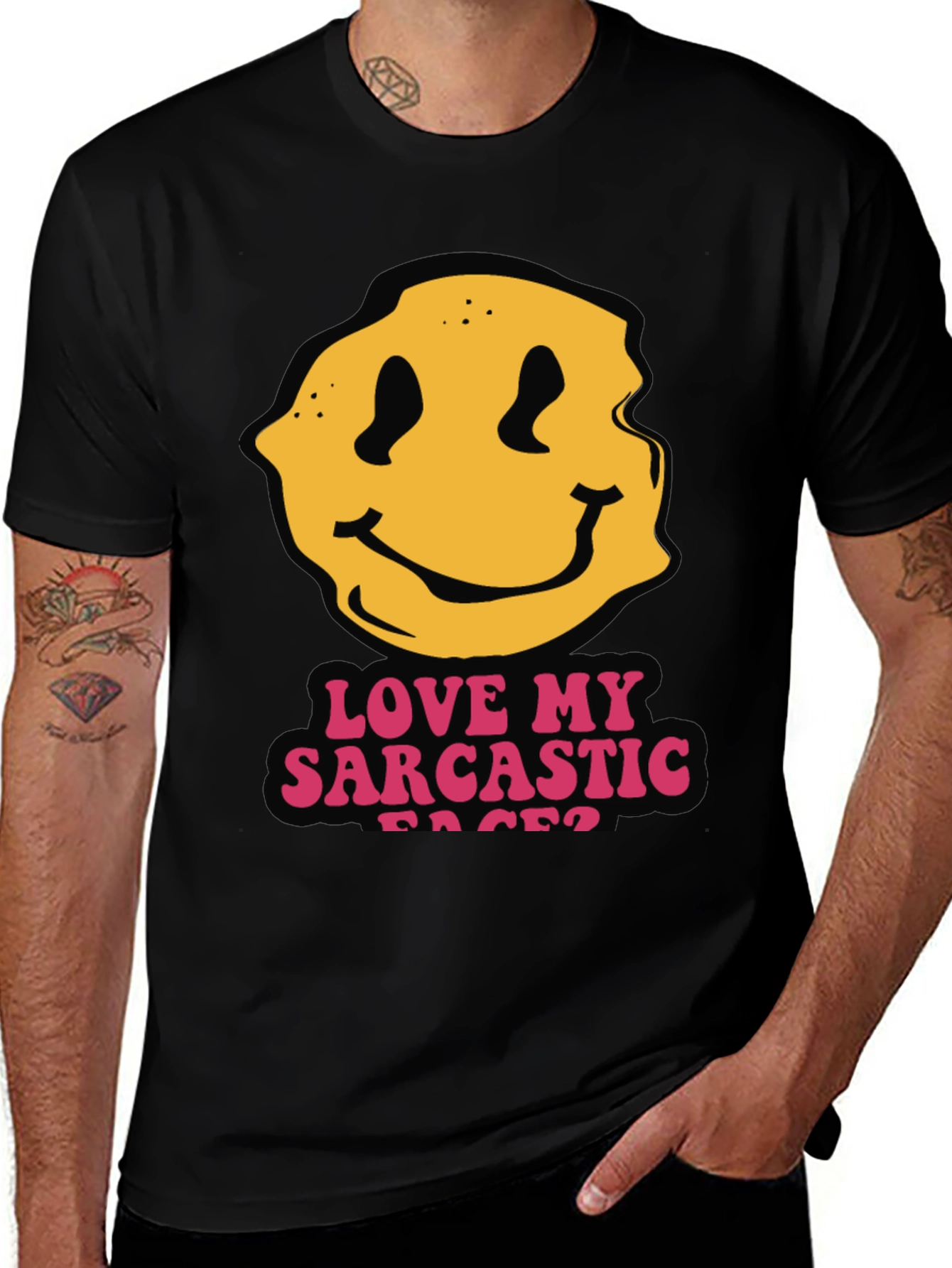 Variant 16 of Sarcastic Faces Black T-Shirt - Funny Graphic Tee
