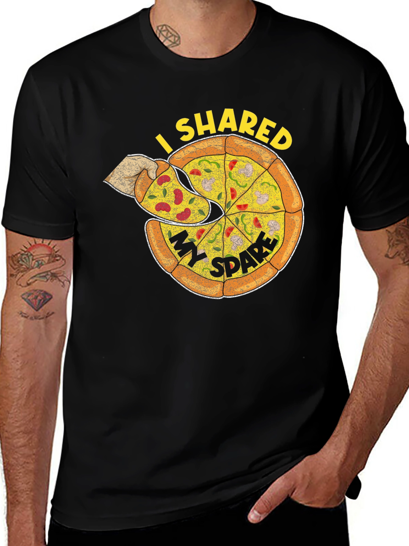 Black I Shared My Spare Pizza Graphic Tee - Black main image