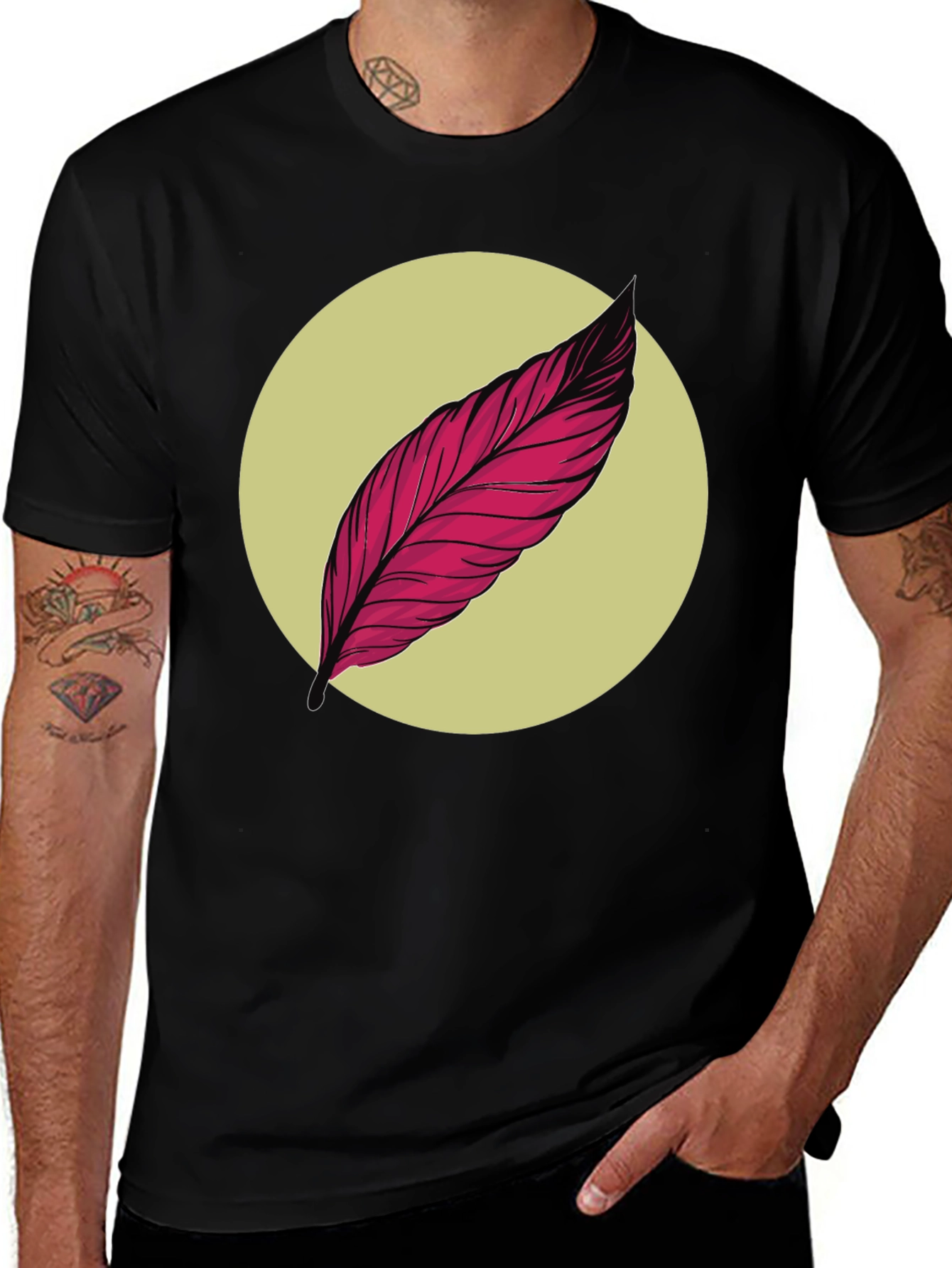 Variant 17 of Feather Graphic Tee - Unique Artistic Design