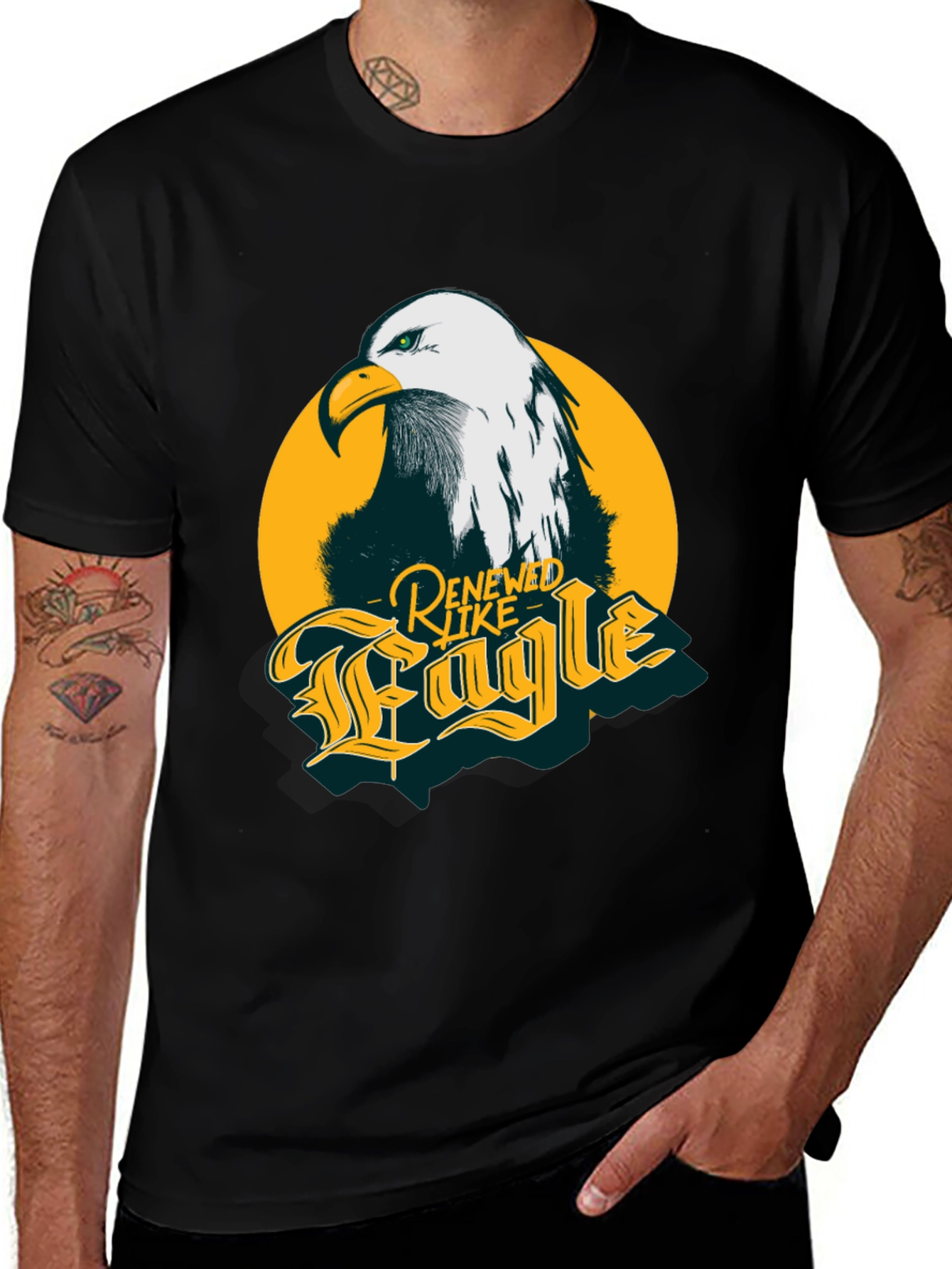 Variant 24 of Renewed Like Eagle T-Shirt - Men's Black Graphic Tee